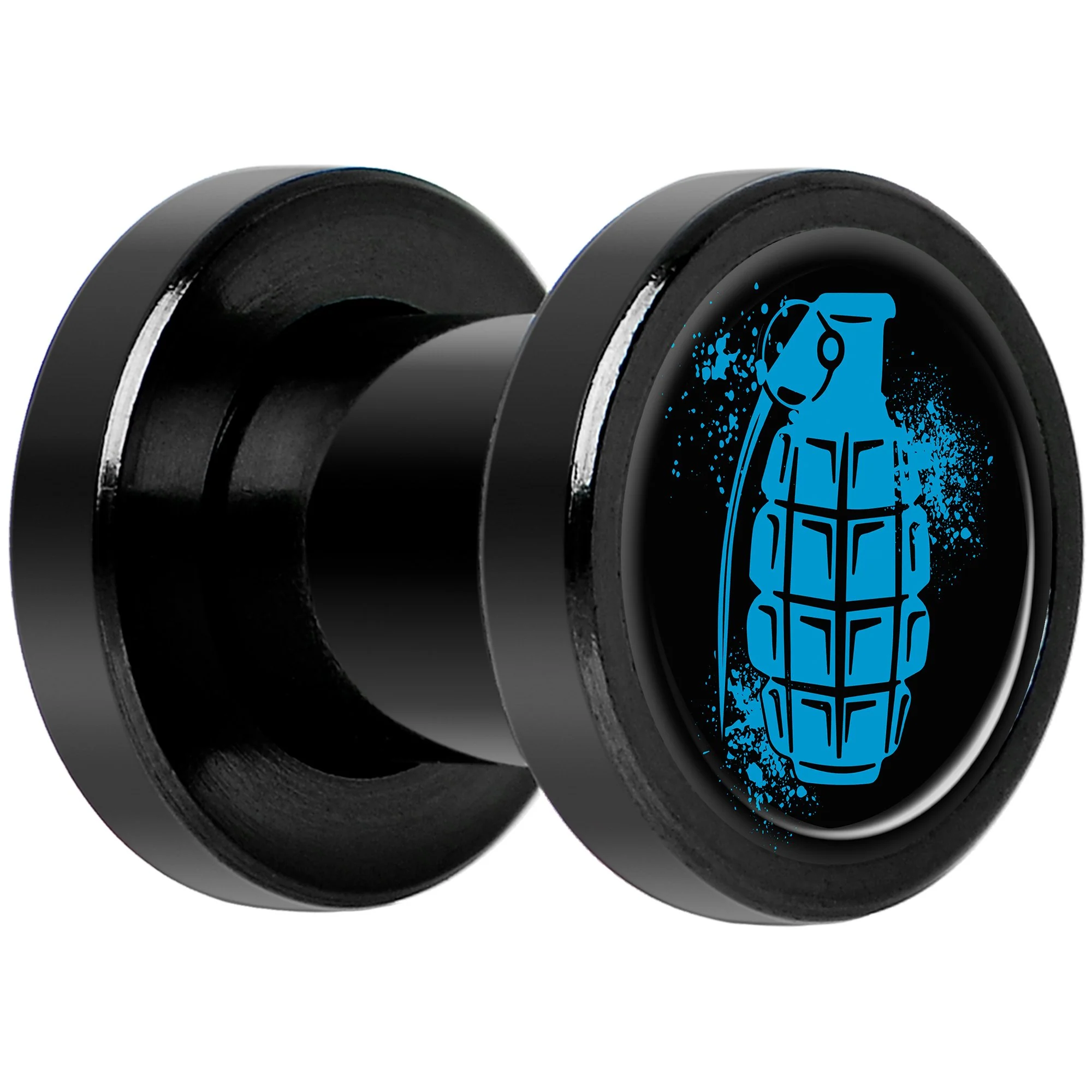 Blue Grenade Black Anodized Screw Fit Plug Set 2G - Image 2