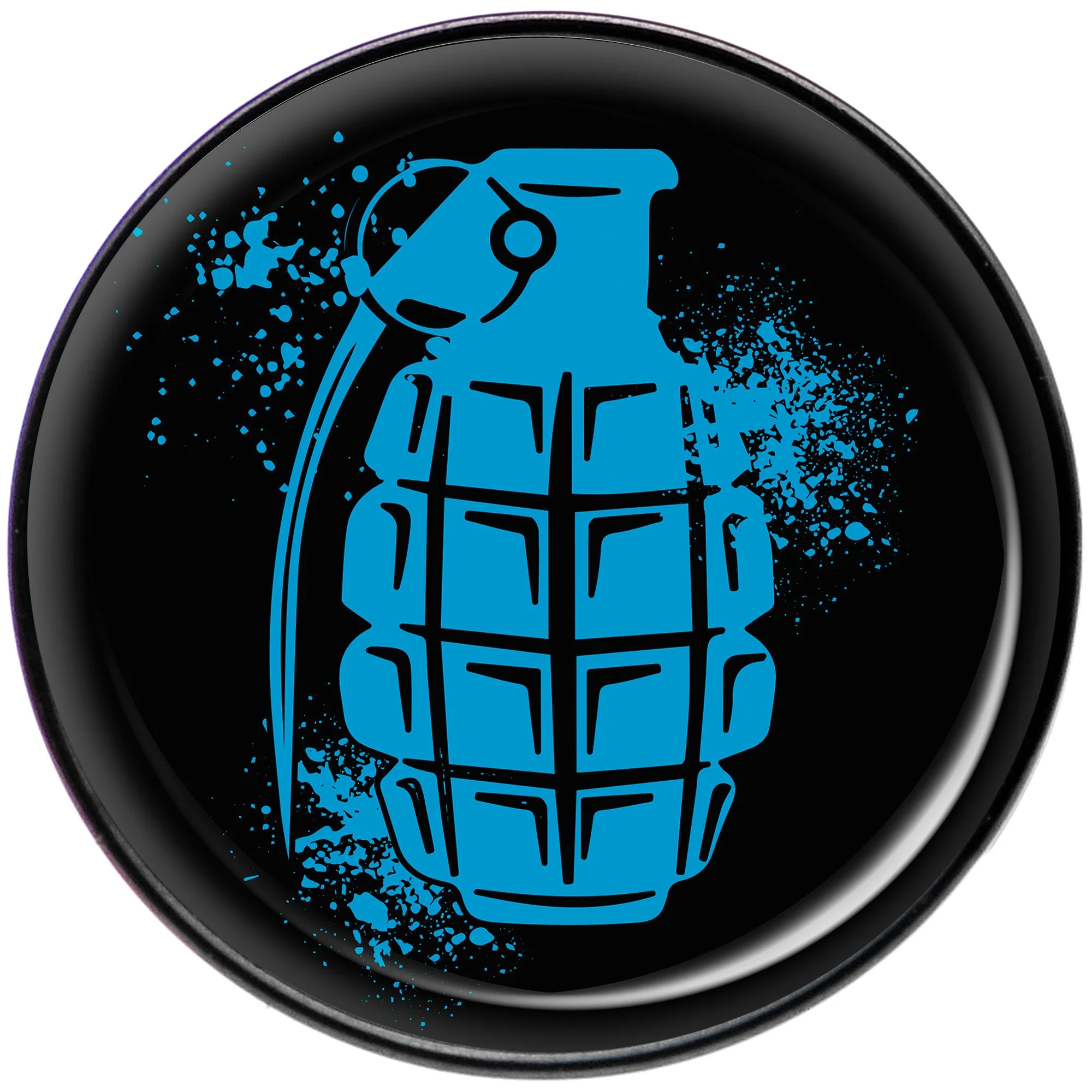 Blue Grenade Black Barbell Tongue Ring - Image 2
