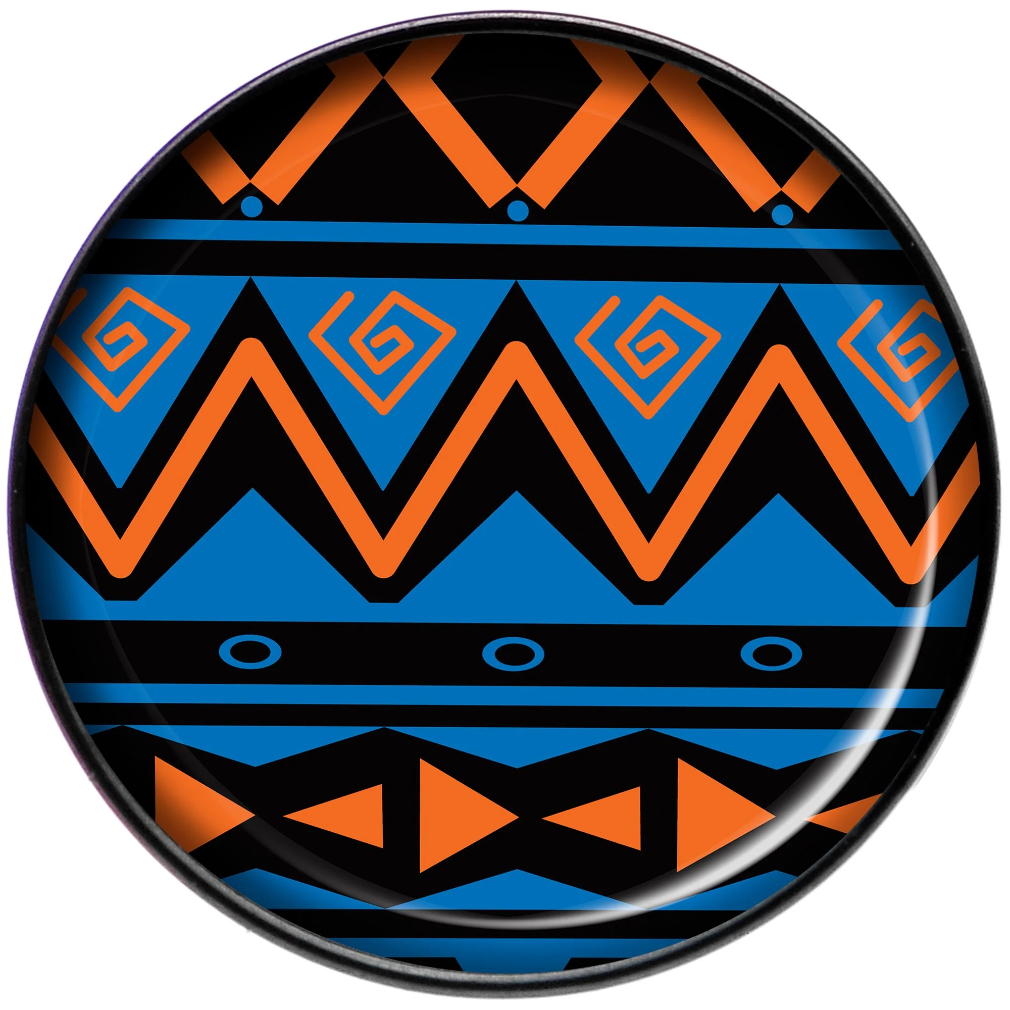 Blue Orange Tribal Print Black Barbell Tongue Ring - Image 2
