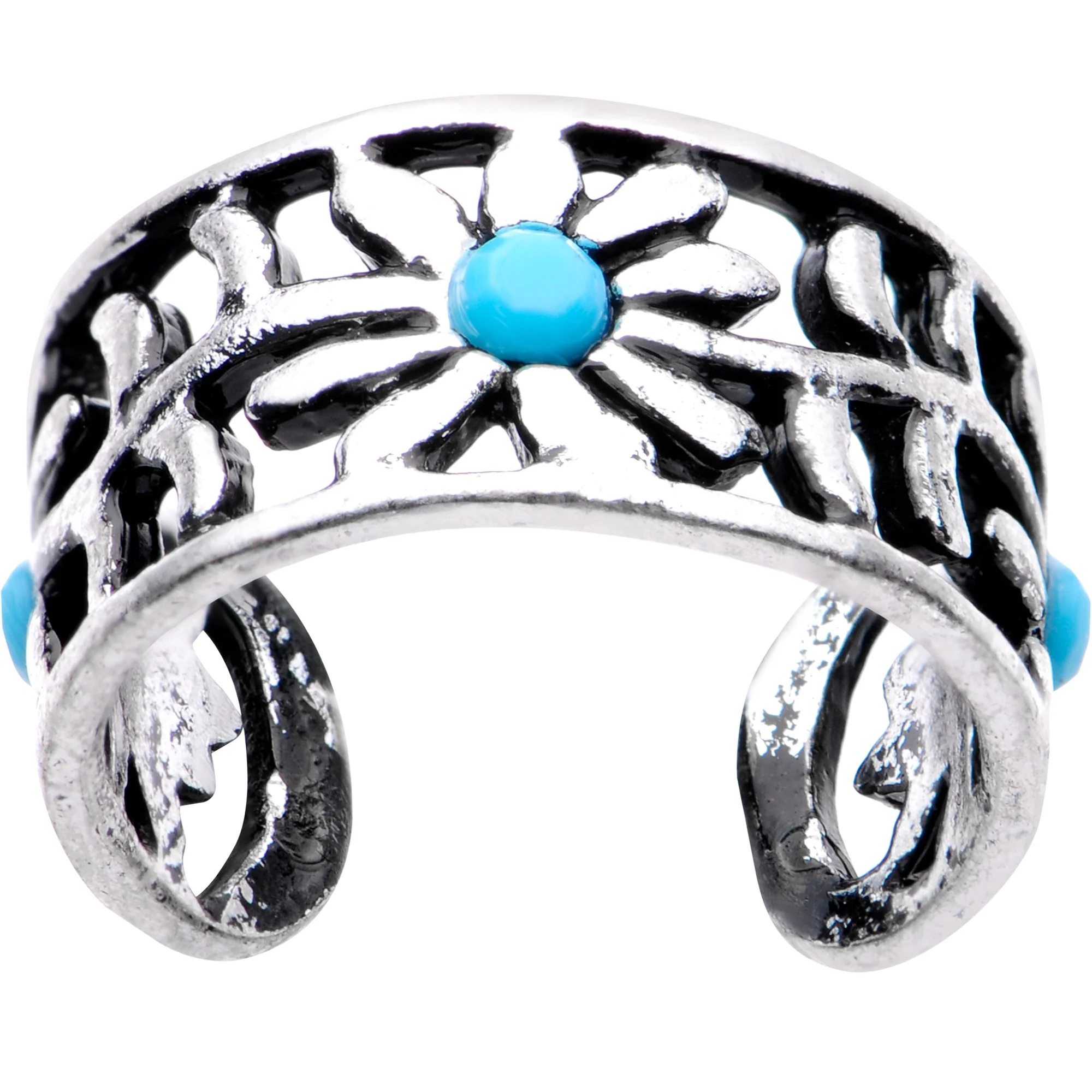 Blue Orb Flower Halo Toe Ring - Image 2