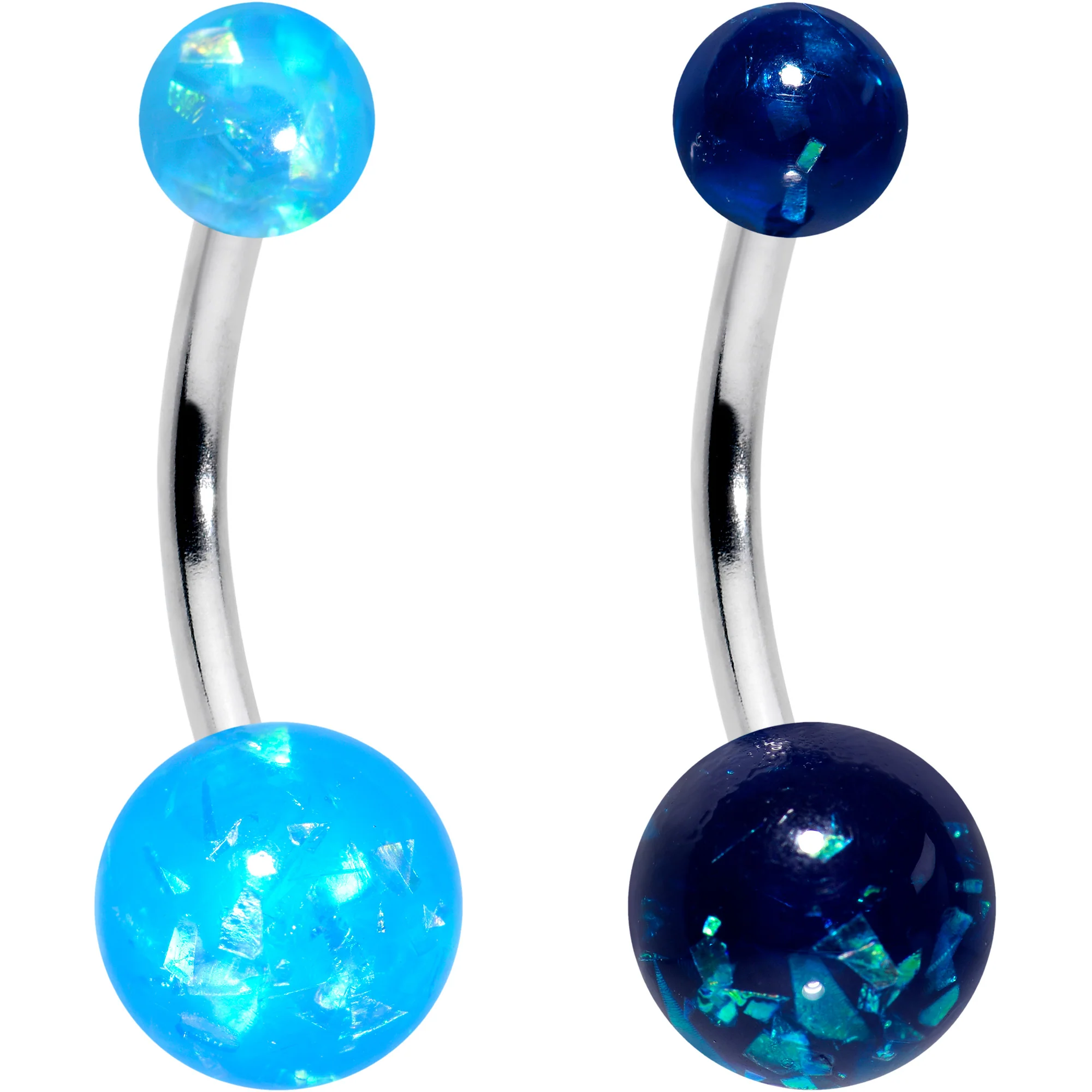 Blue Pink Purple Faux Opal Pack Belly Ring Set of 4 - Image 2