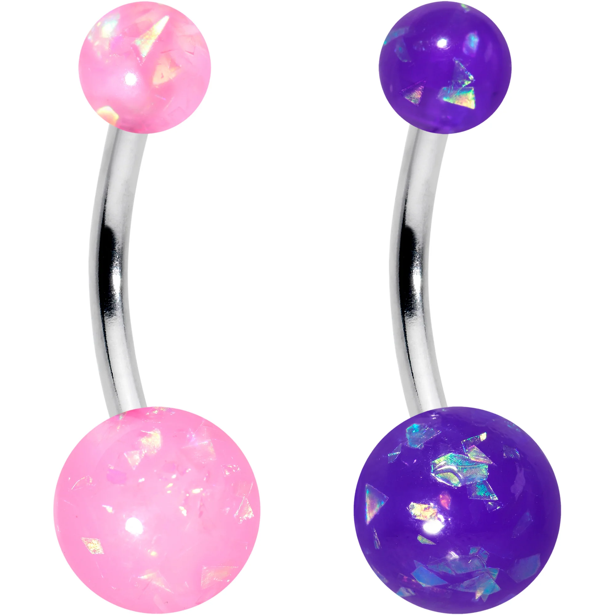 Blue Pink Purple Faux Opal Pack Belly Ring Set of 4 - Image 3