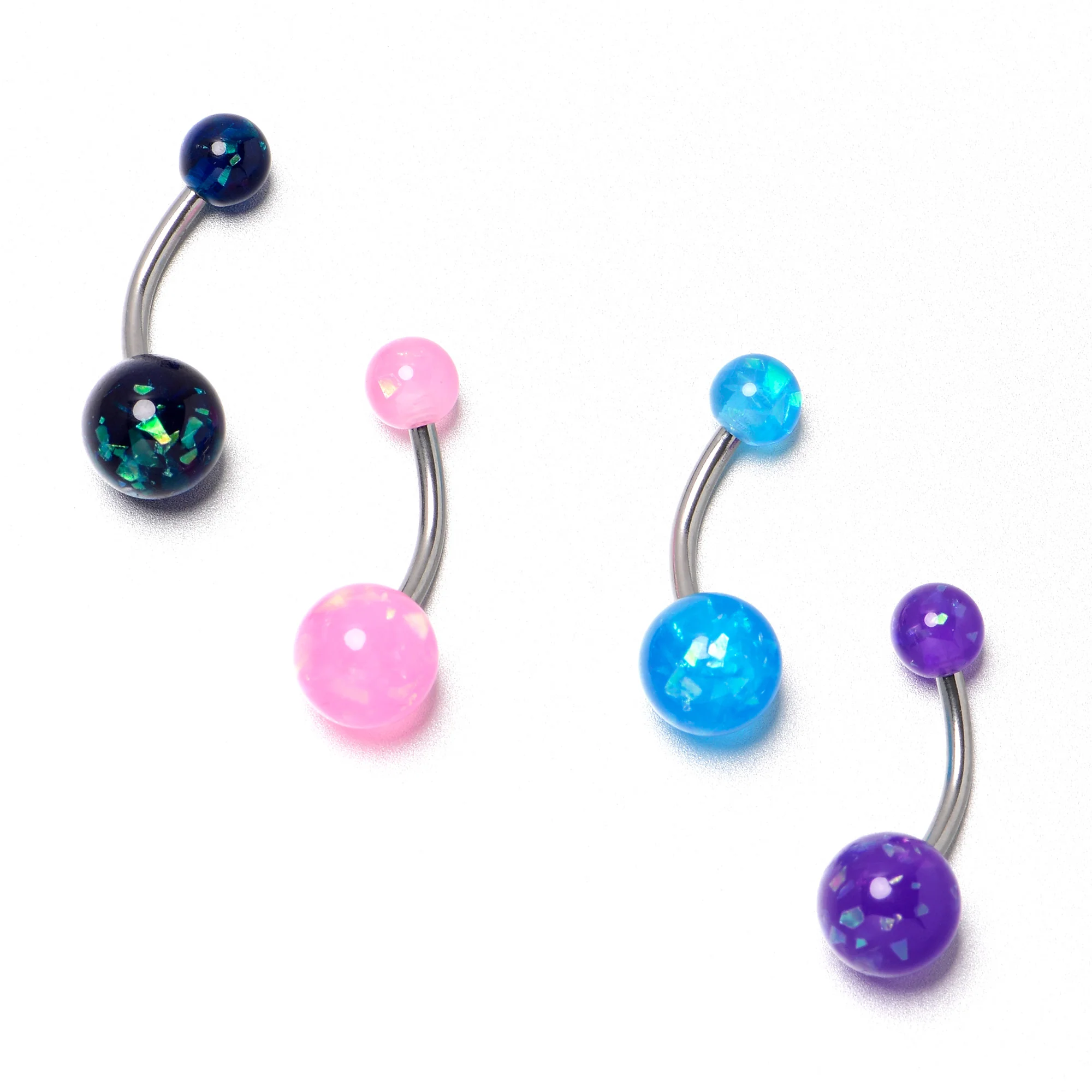 Blue Pink Purple Faux Opal Pack Belly Ring Set of 4 - Image 7