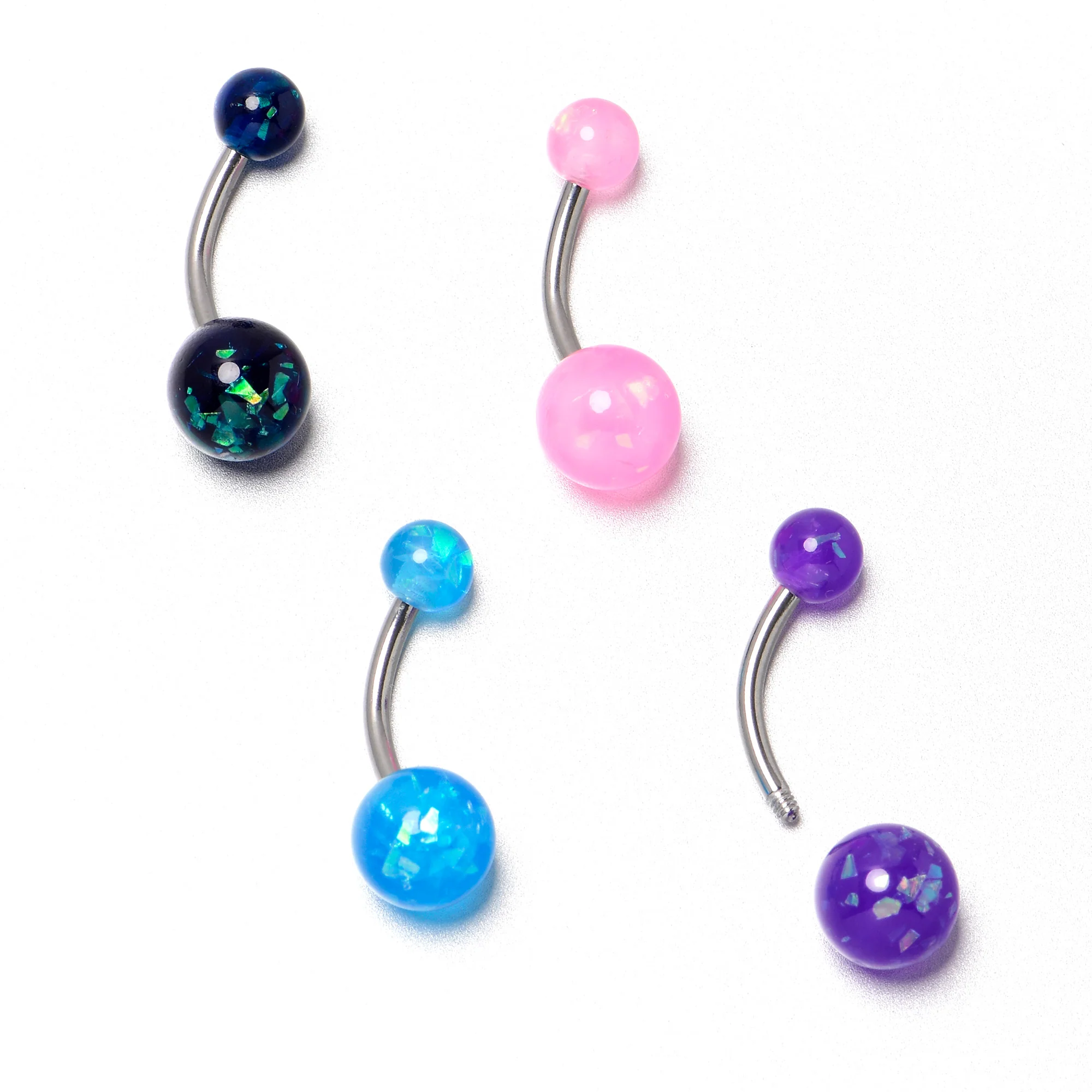 Blue Pink Purple Faux Opal Pack Belly Ring Set of 4 - Image 8