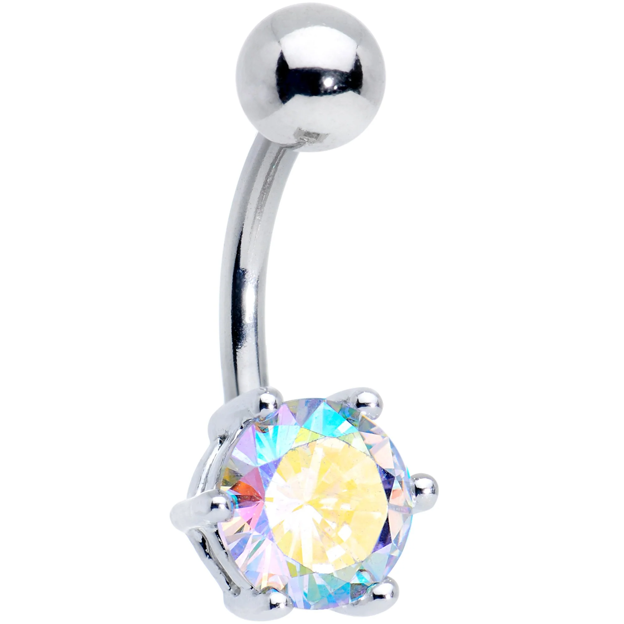 Blue Purple Aurora Clear CZ Gem Belly Ring Set of 4 - Image 3
