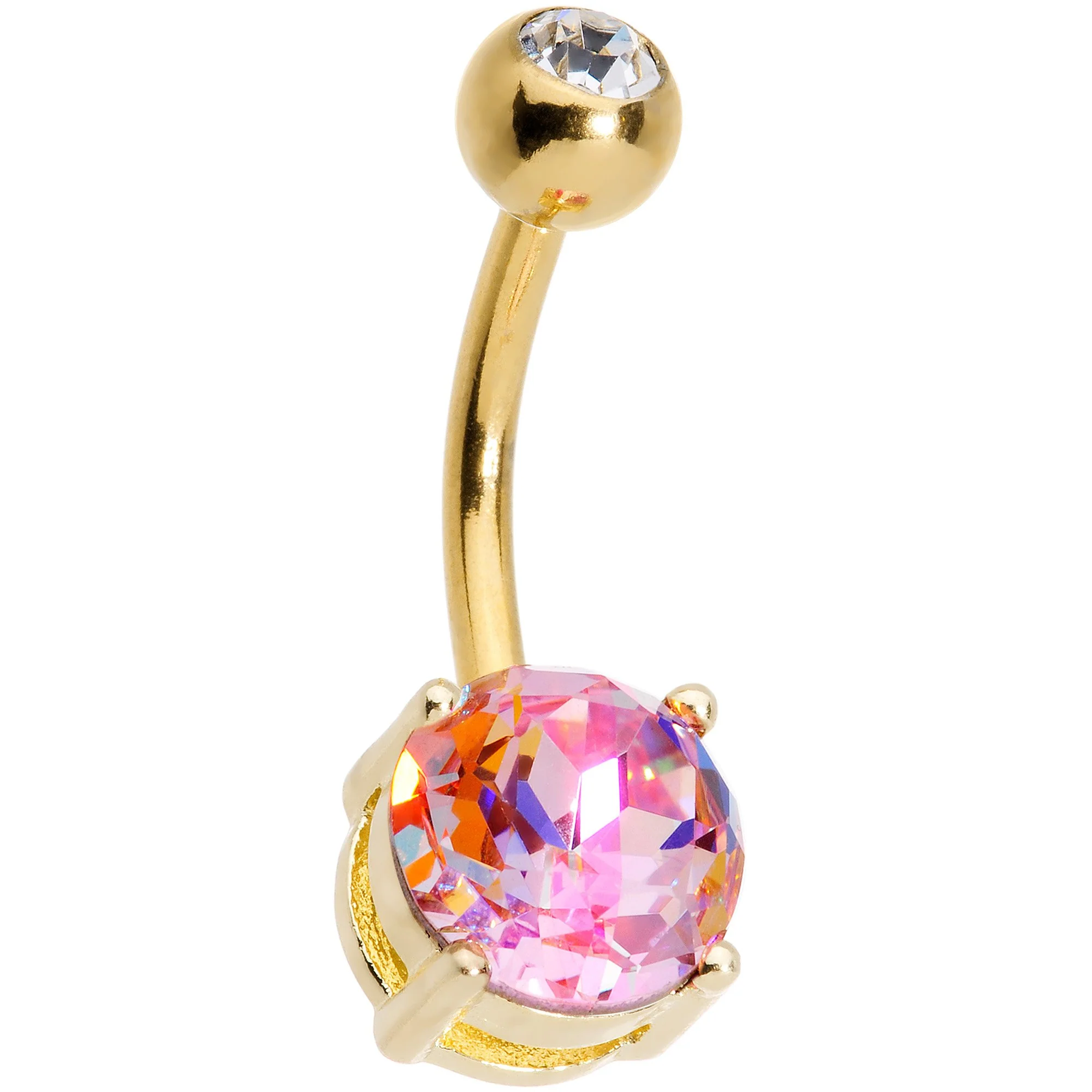 Blue Purple Pink Yellow Gem Gold Plated Belly Ring Set of 5 - Image 3