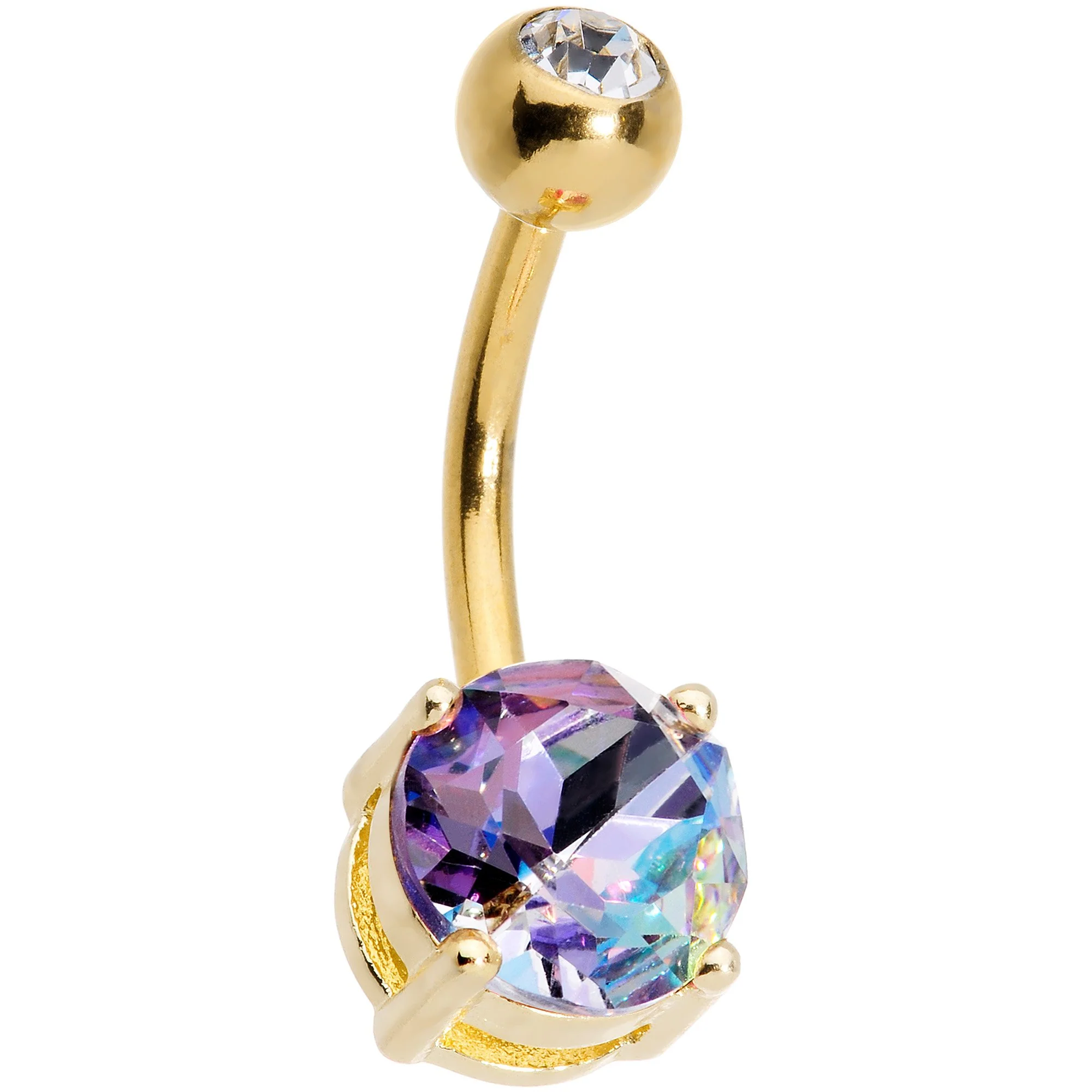 Blue Purple Pink Yellow Gem Gold Plated Belly Ring Set of 5 - Image 5