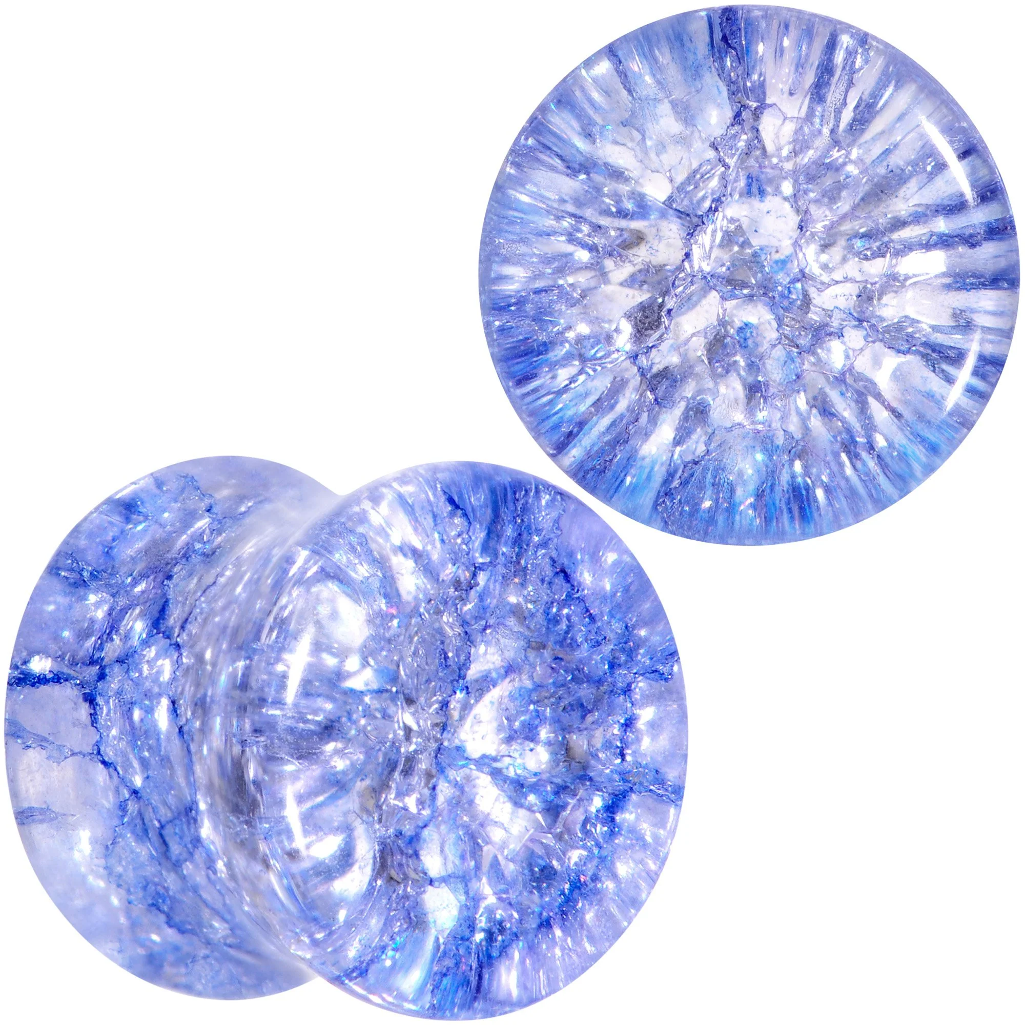 Blue Shattered Glass Wild Child Saddle Plug Set 6mm to 16mm - Image 5