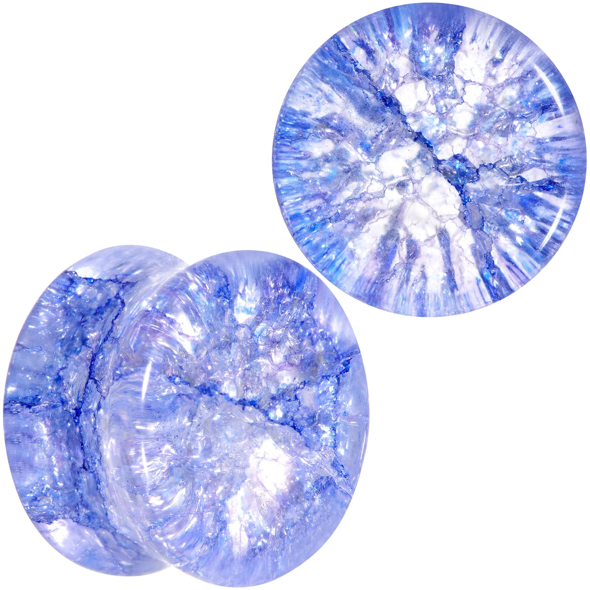 Blue Shattered Glass Wild Child Saddle Plug Set 6mm to 16mm - Image 8