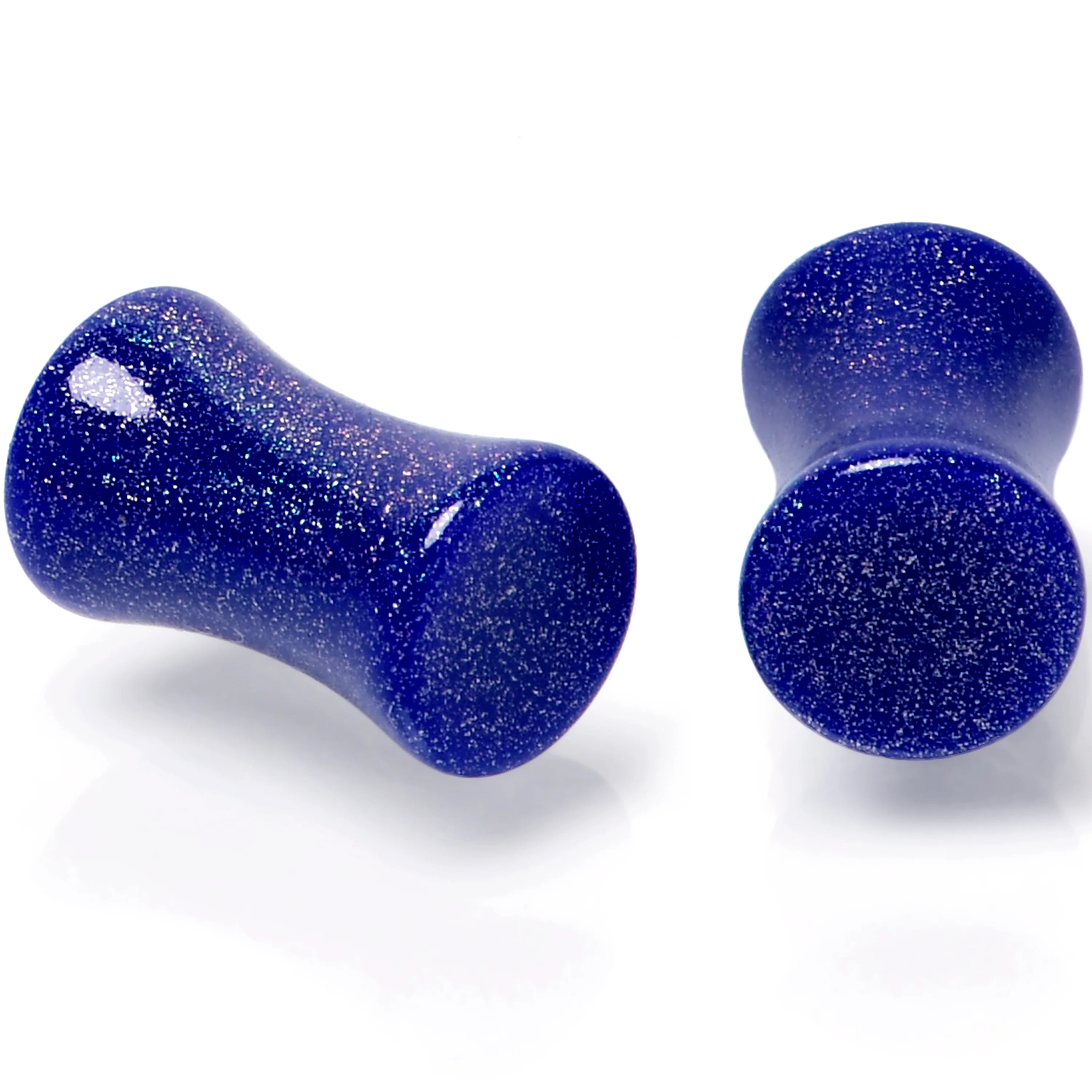 Blue Shimmer Acrylic Saddle Plug Set 6mm to 20mm Sizes - Image 2