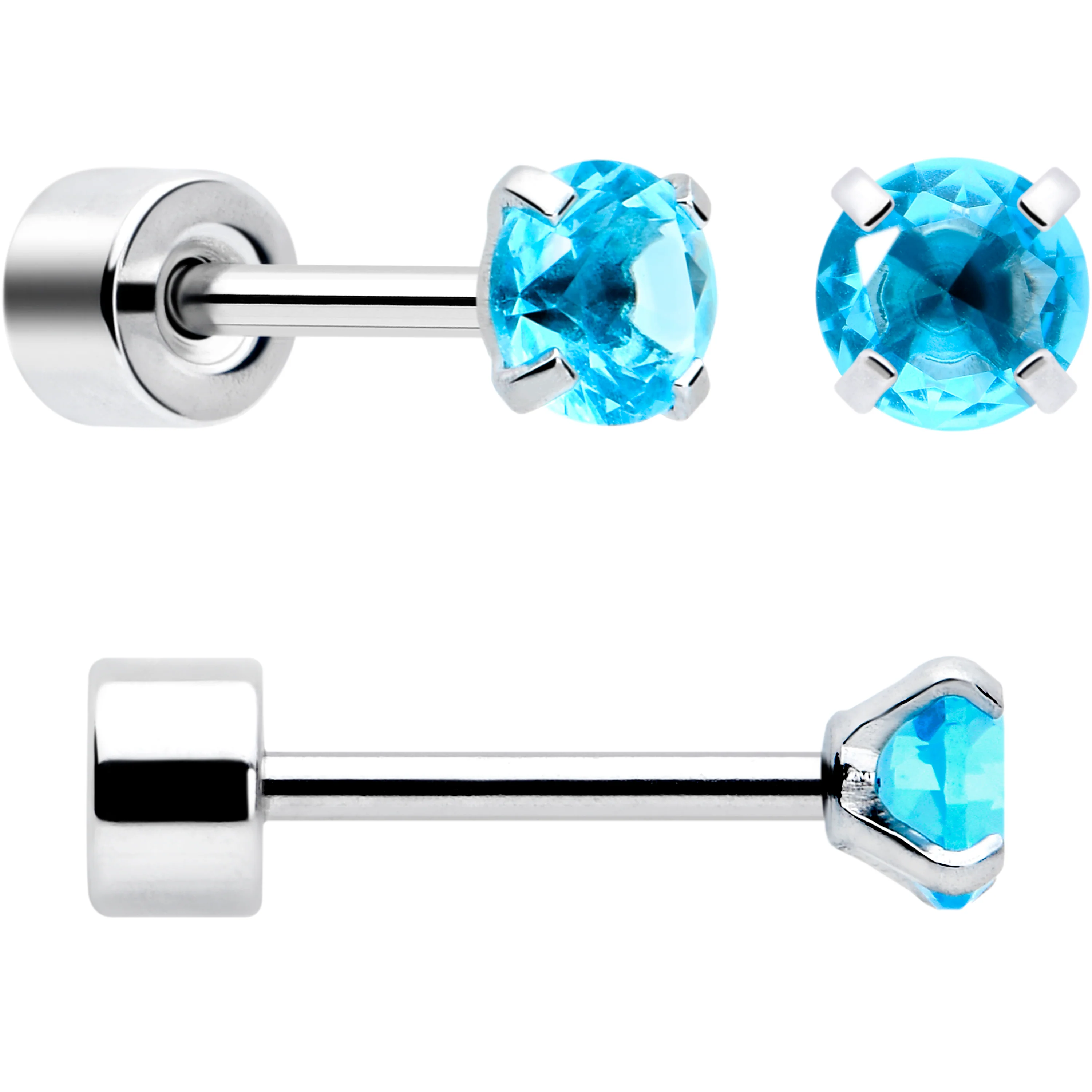 Blue Simplistic Heart Star CZ Flat Back Stud Earrings - 3 Pairs - Image 5