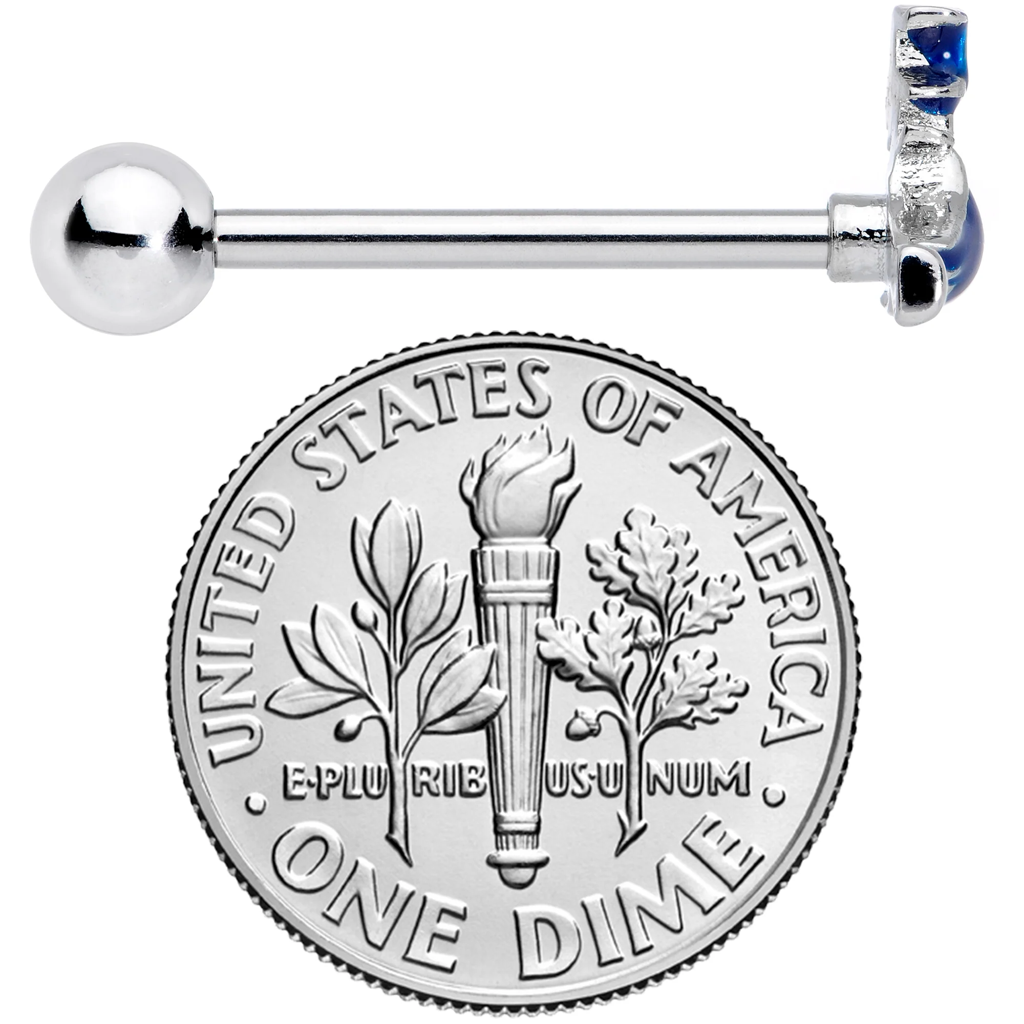 Blue Spooky Halloween Witch Barbell Tongue Ring - Image 4
