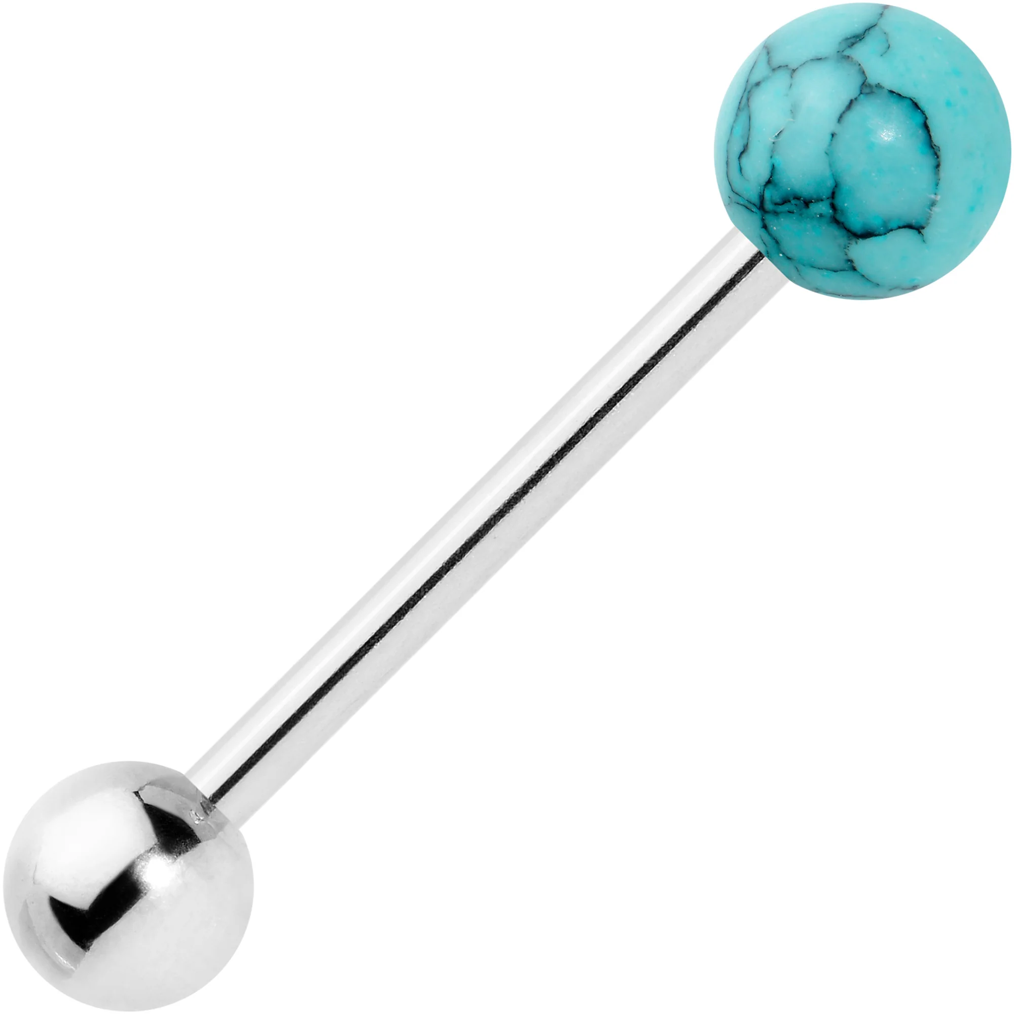 Blue Turquoise Blues Beauty Barbell Tongue Ring - Image 2