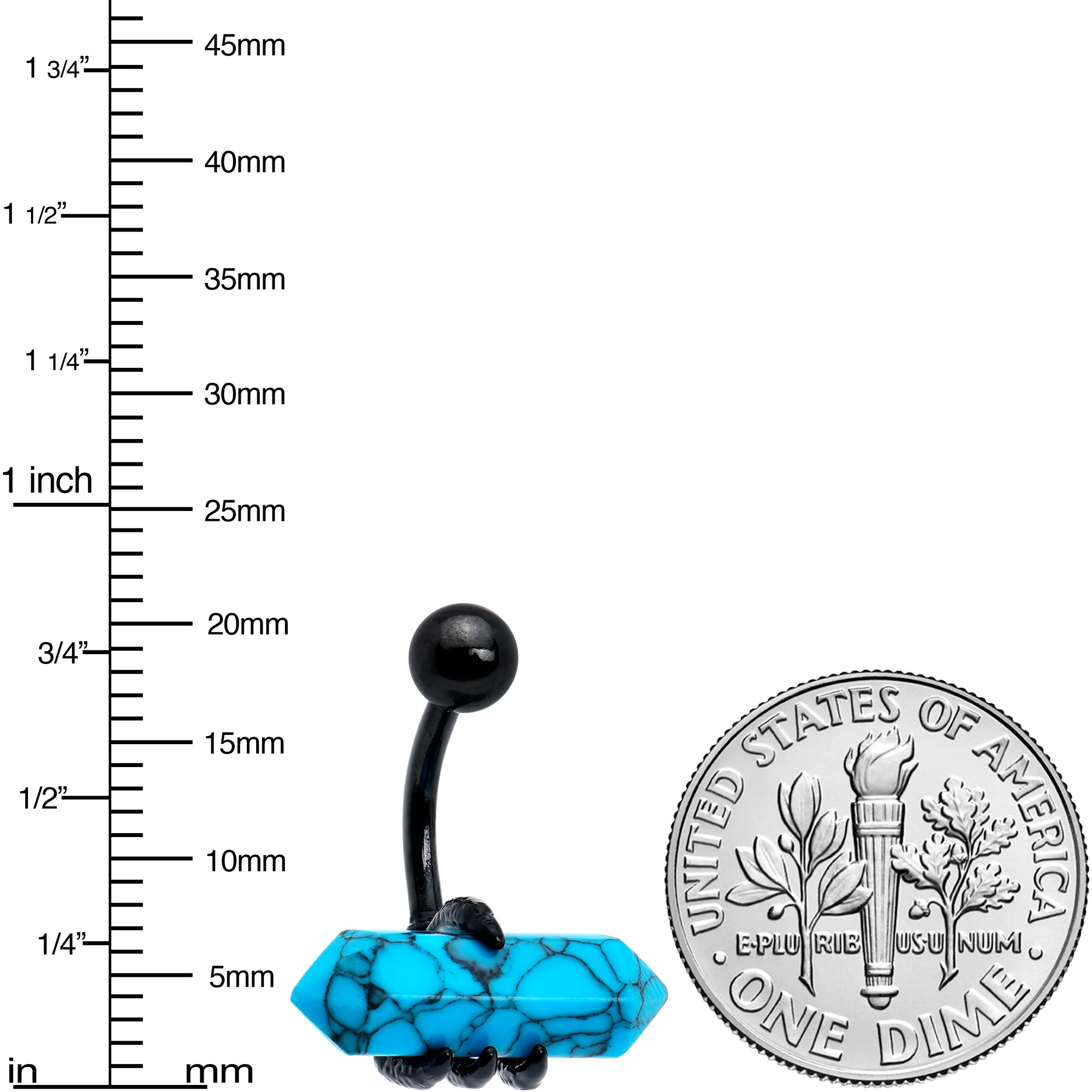 Blue Turquoise Stone Black Claw Belly Ring - Image 3