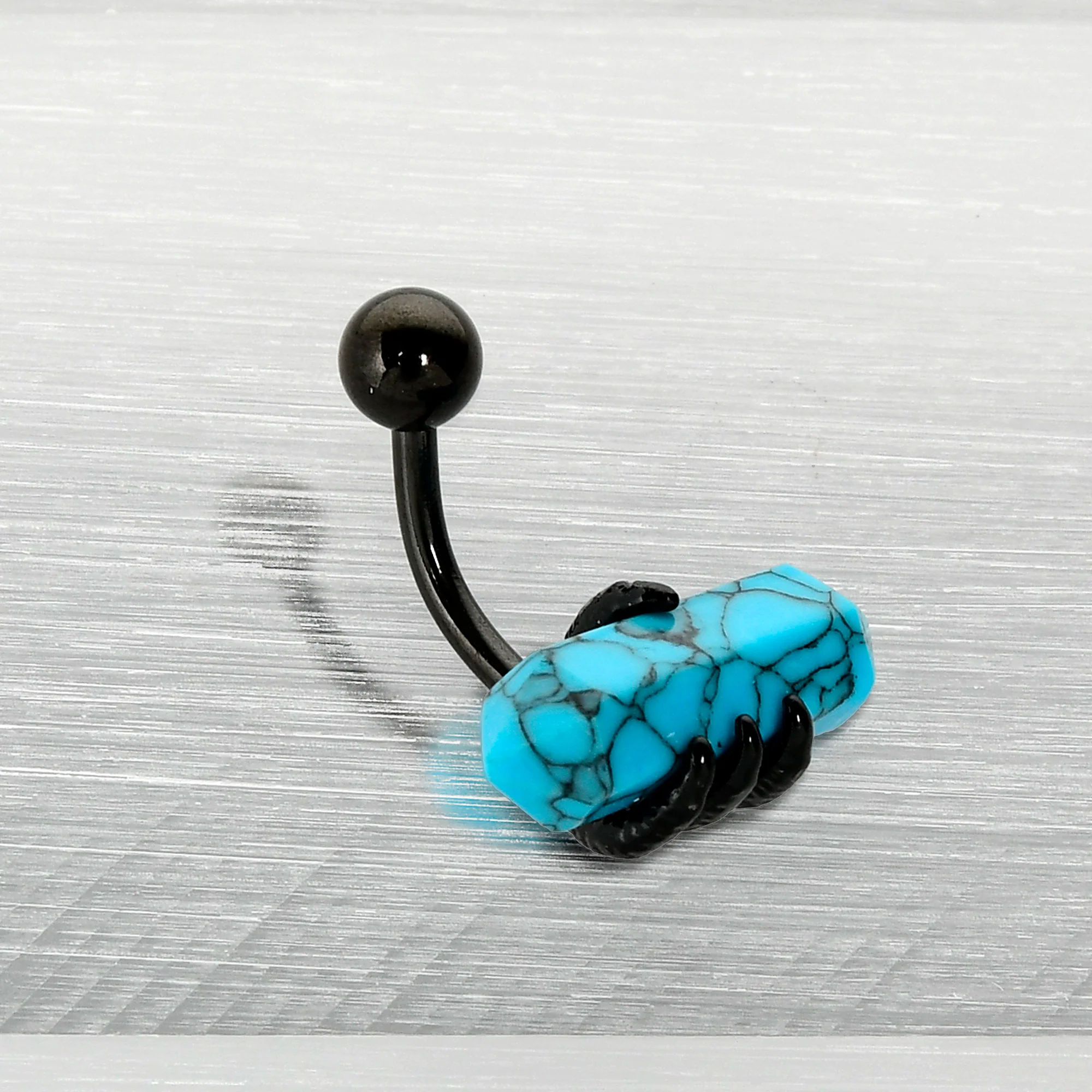 Blue Turquoise Stone Black Claw Belly Ring - Image 7