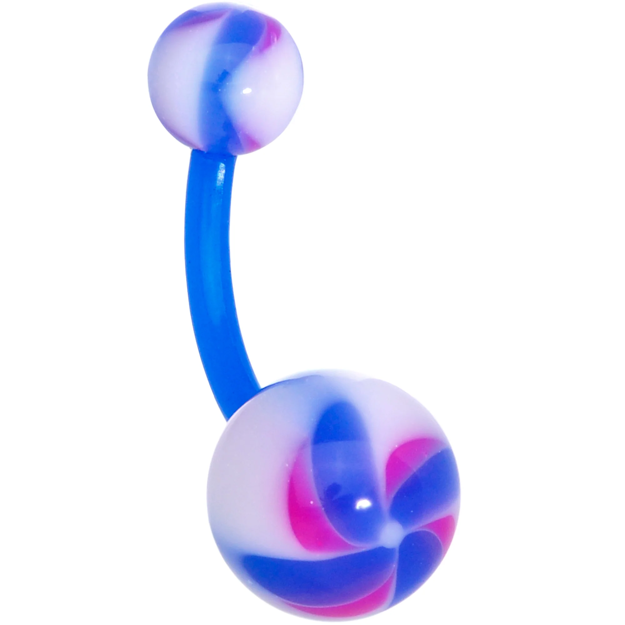 Blue White Purple Swirl Bioplast Belly Ring - Image 3