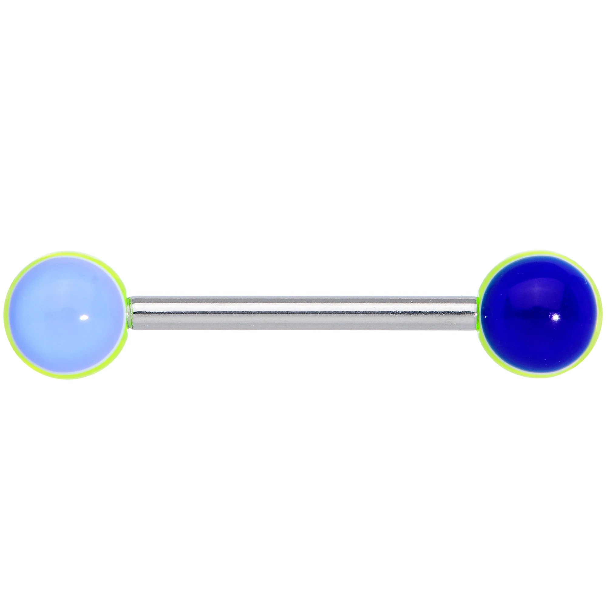 Blue Yellow Beautiful Blues Barbell Tongue Ring - Image 2