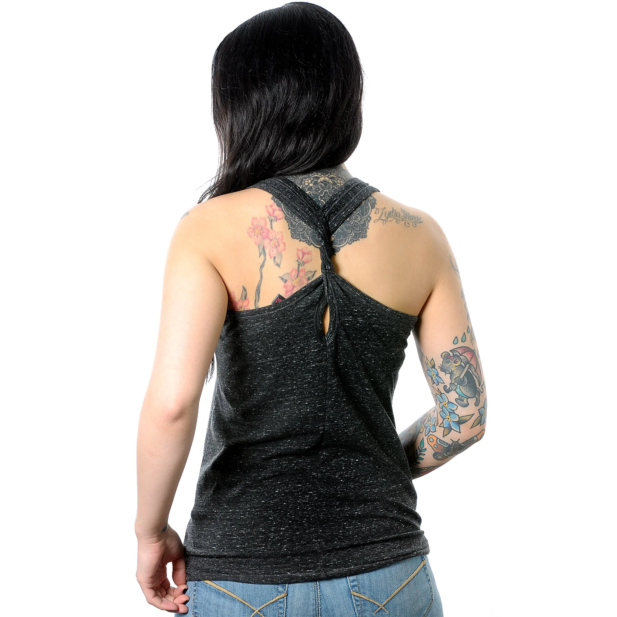 Body Candy New York Black Gray Cosmic Twist Back Tank Top - Image 4