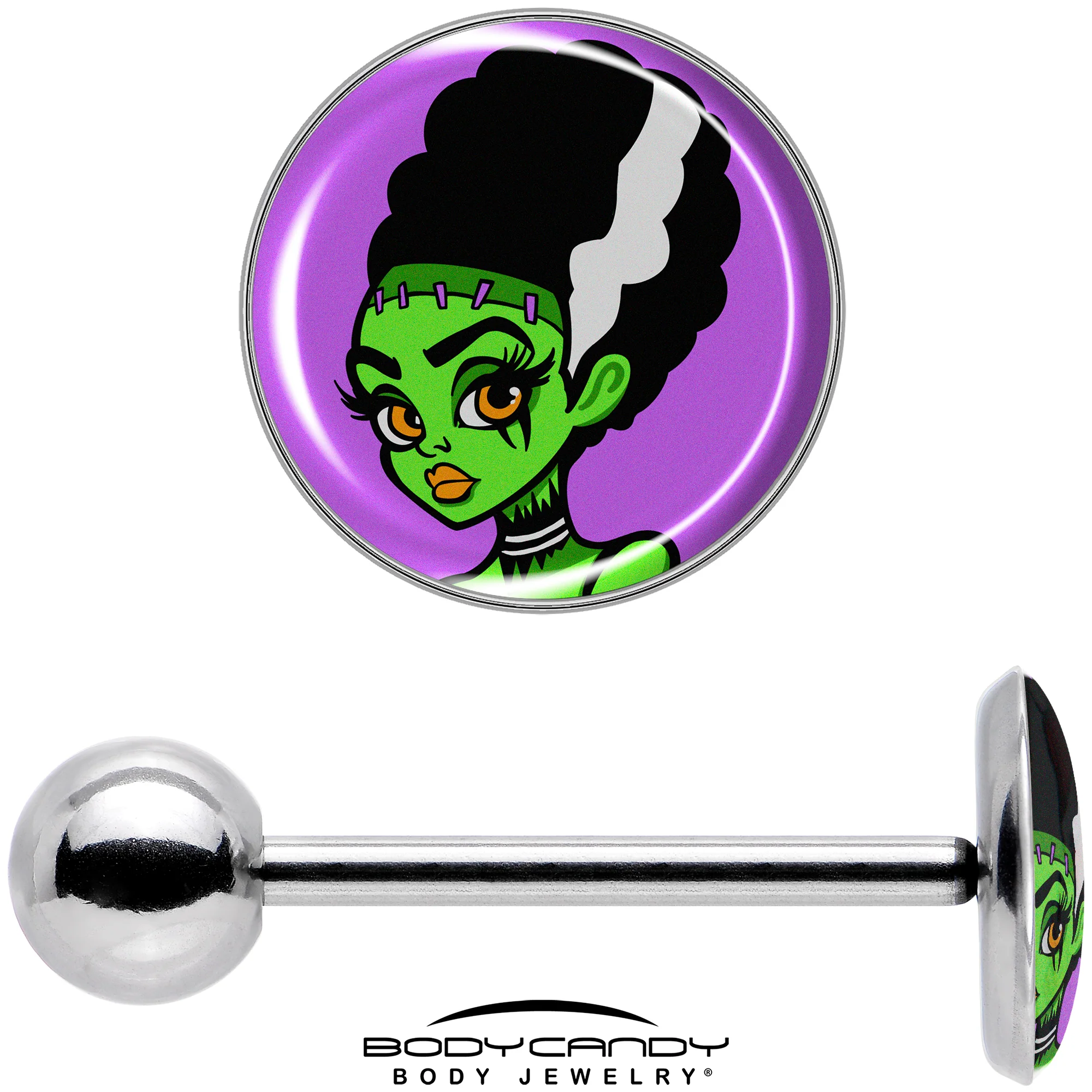 Bride of Frankenstein Barbell Tongue Ring by Onyx O - Image 7