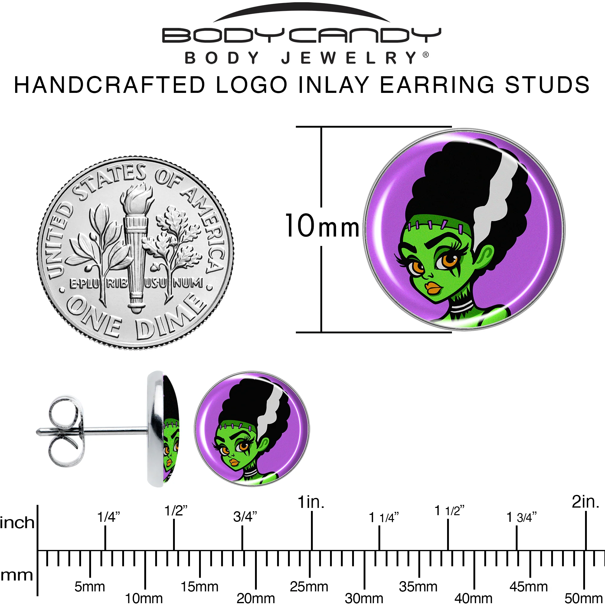 Bride of Frankenstein Stud Earrings by Onyx O - Image 6