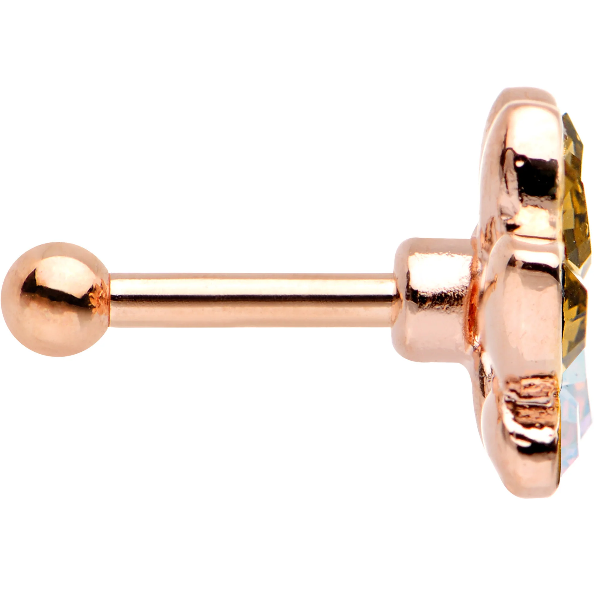 Brown Aurora CZ Gem Rose Gold PVD Tiara Cartilage Tragus Earring - Image 3