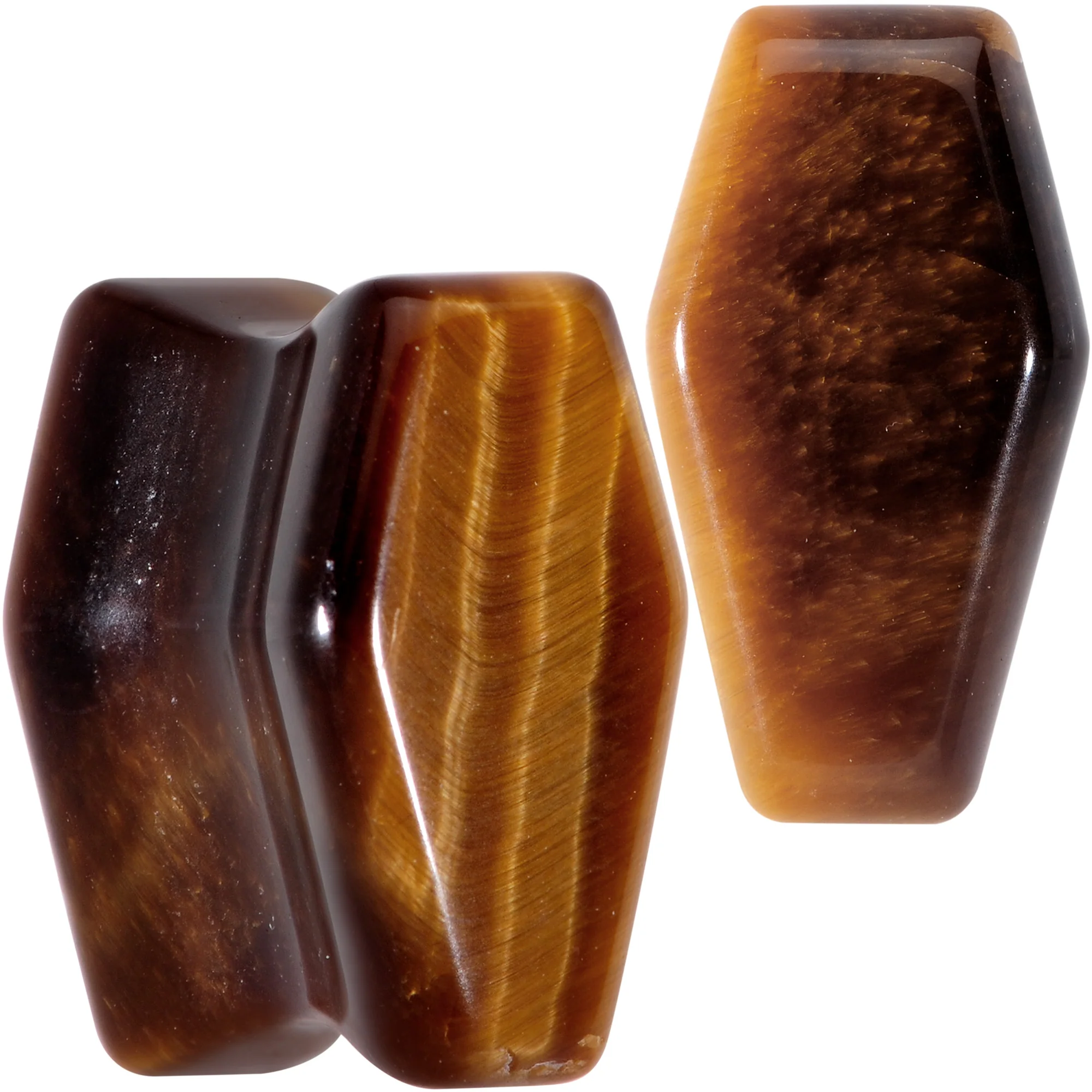 Brown Tiger Eye Coffin Halloween Double Flare Plug Set - Image 6