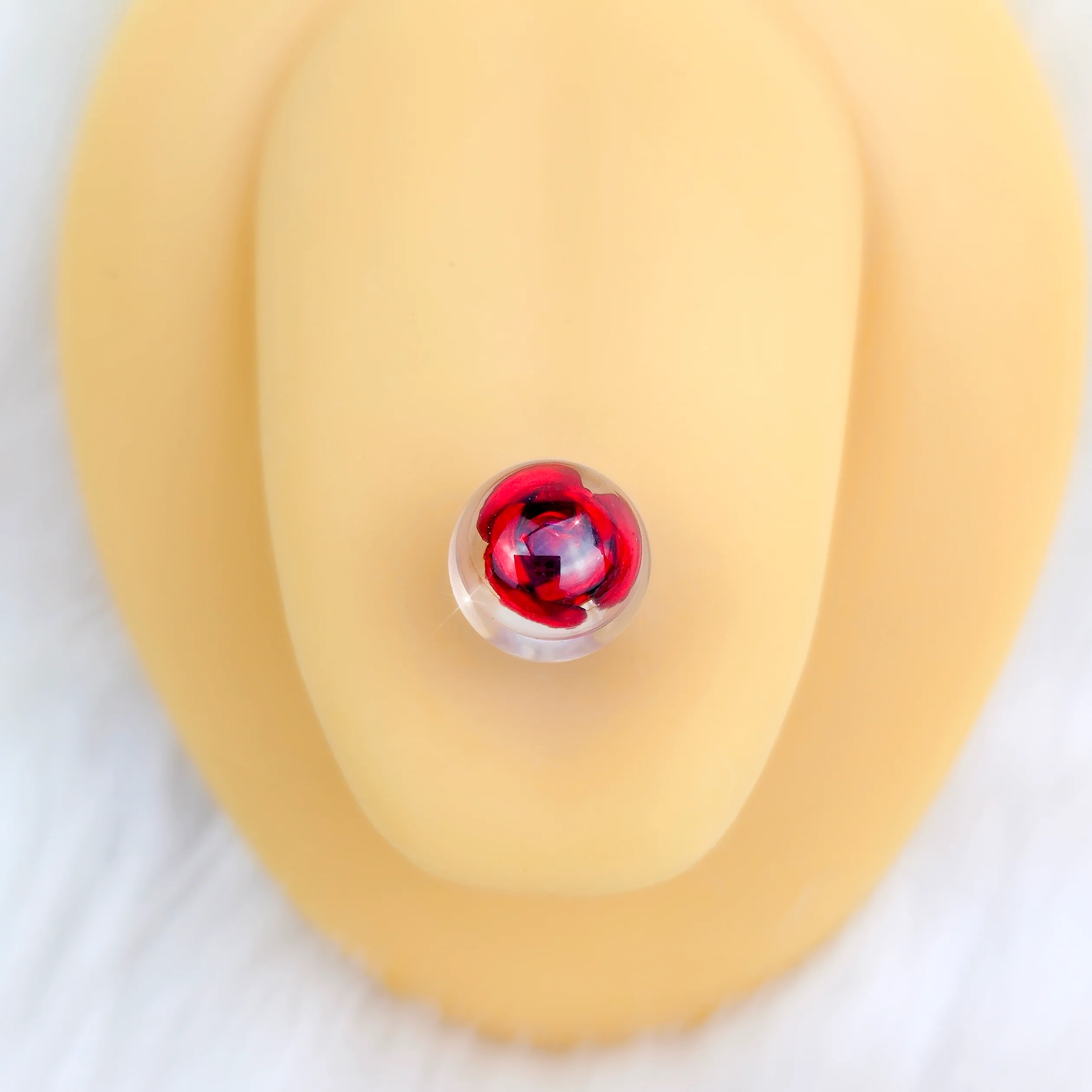 Bubble Rose Red Barbell Tongue Ring - Image 2