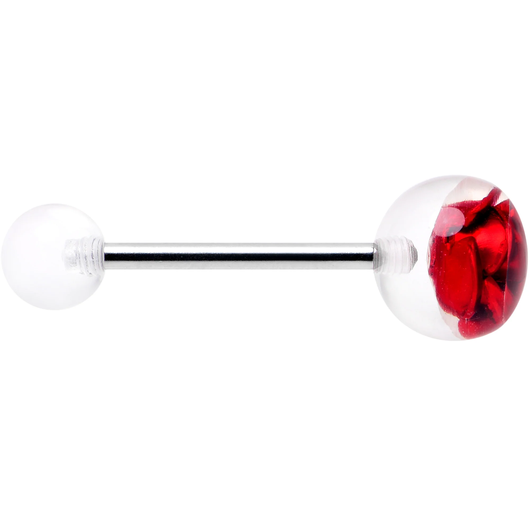 Bubble Rose Red Barbell Tongue Ring - Image 4