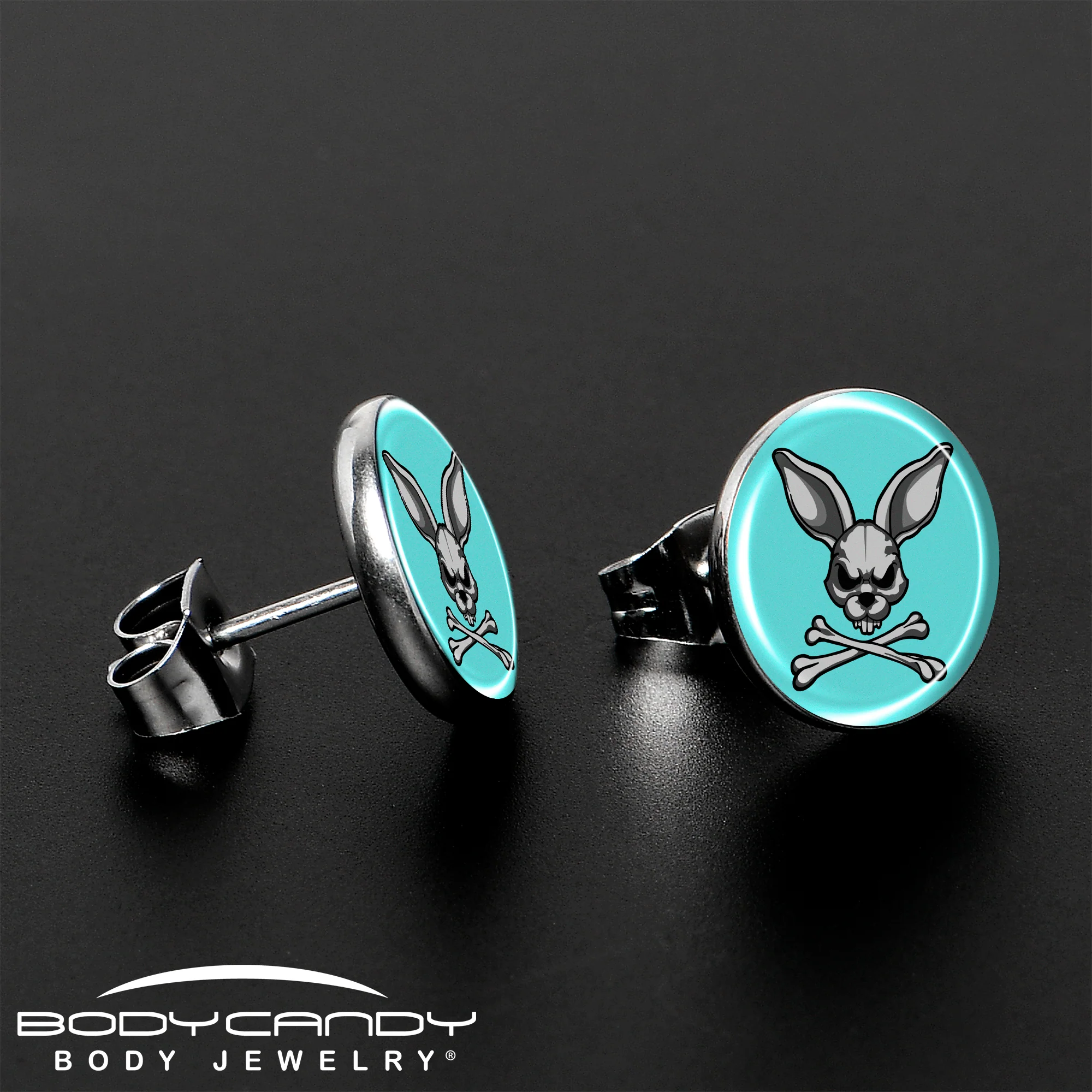Bunny and Crossbones Stud Earrings by Onyx O - Image 3