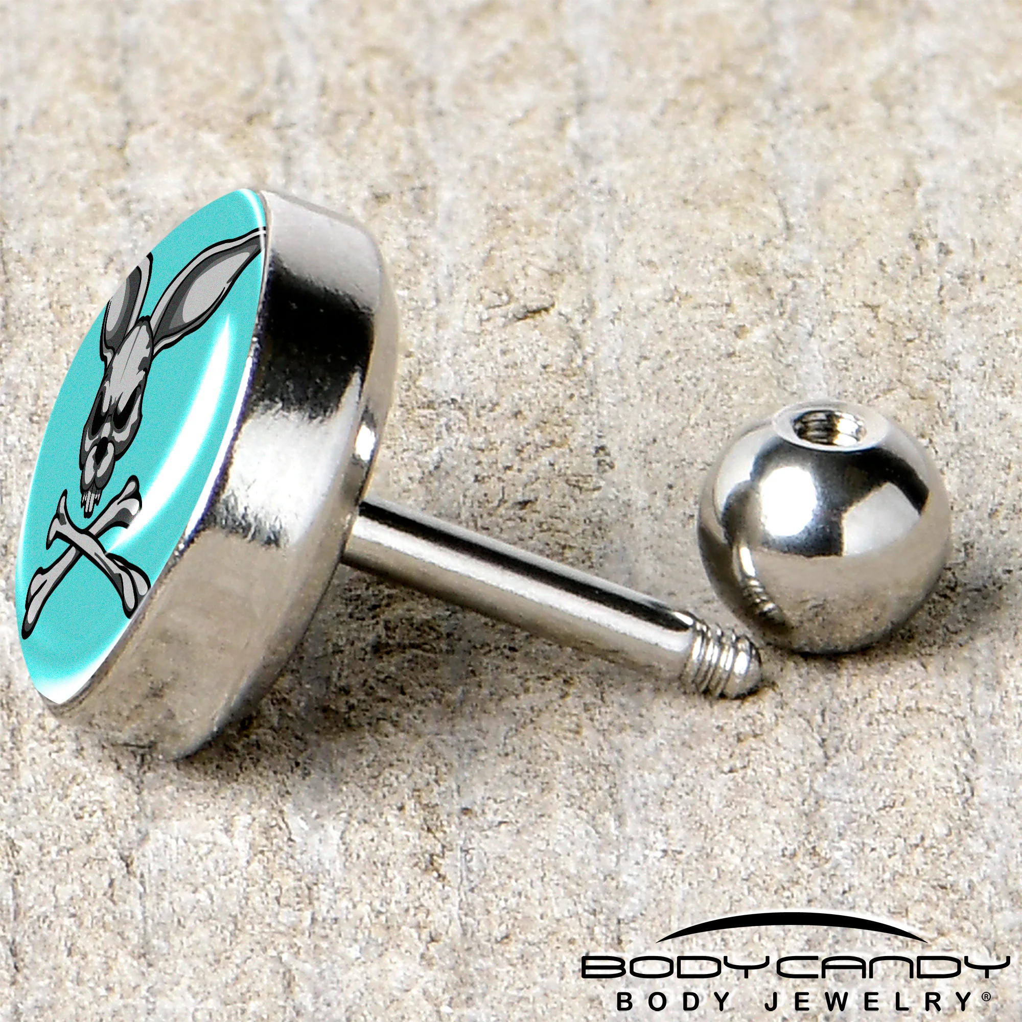 16G 1/4 Bunny and Crossbones Tragus Cartilage Earring by Onyx O - Image 5