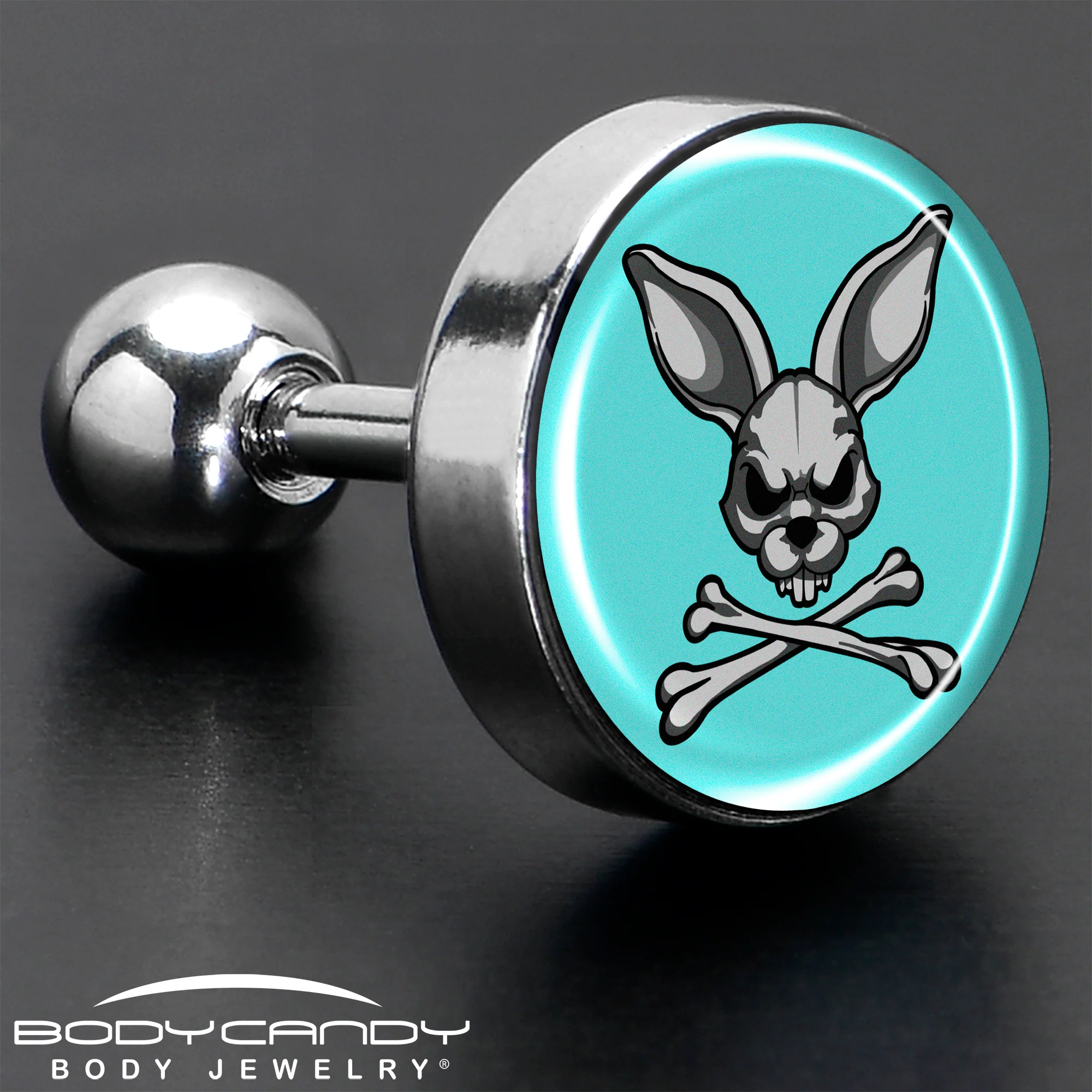 16G 1/4 Bunny and Crossbones Tragus Cartilage Earring by Onyx O - Image 7