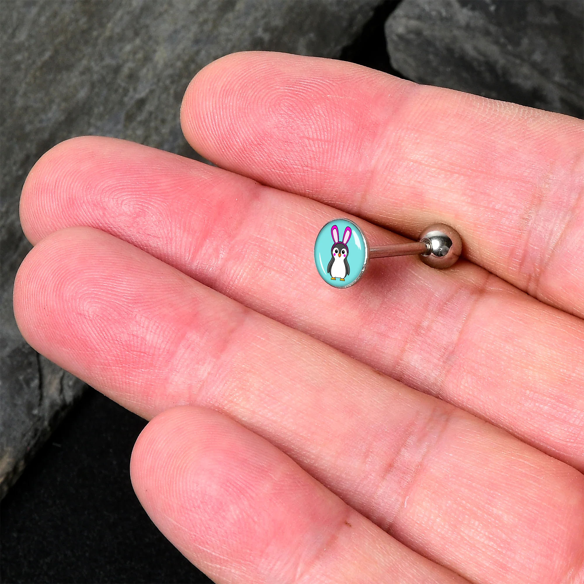 Bunny Penguin Barbell Tongue Ring by Onyx O - Image 2
