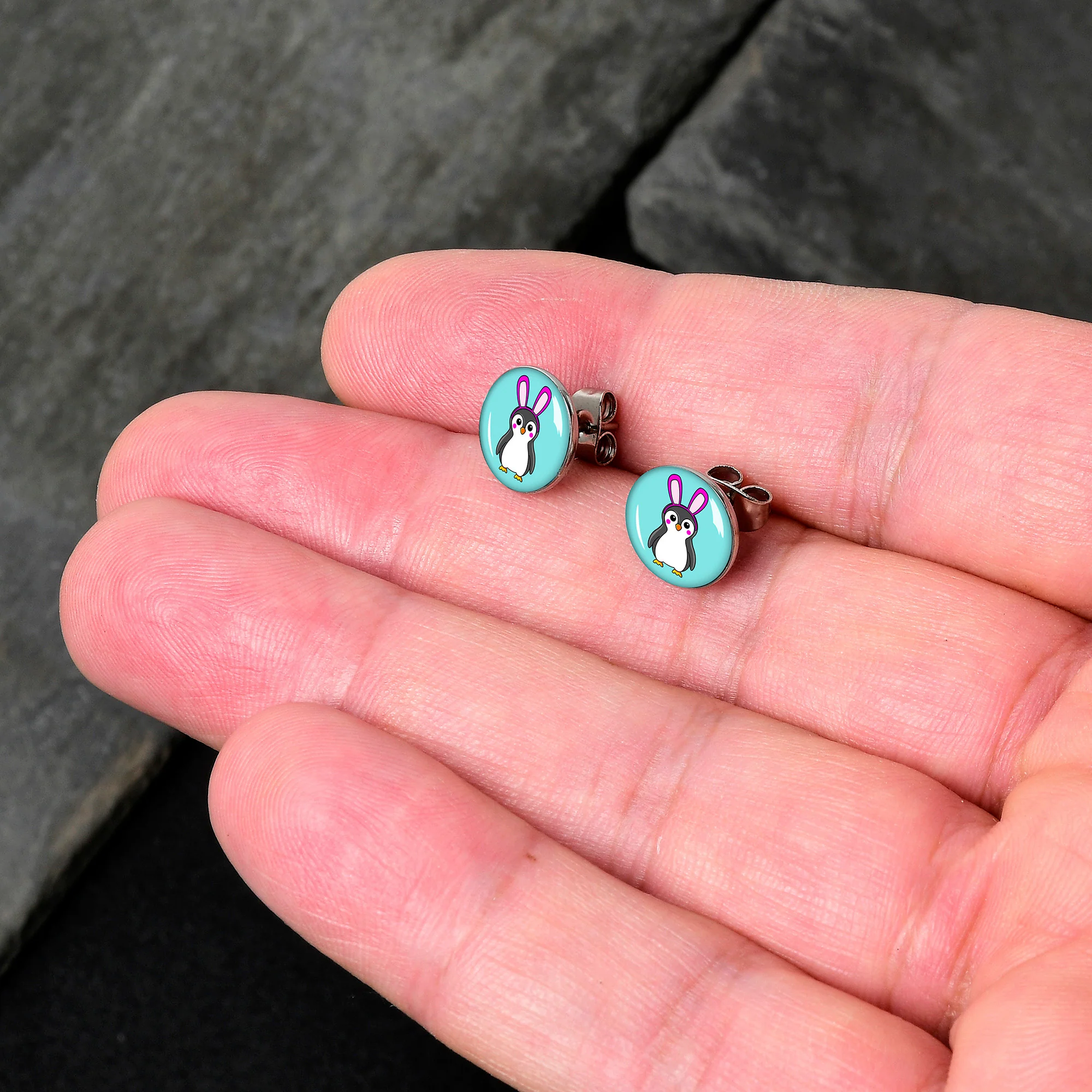 Bunny Penguin Stud Earrings by Onyx O - Image 2