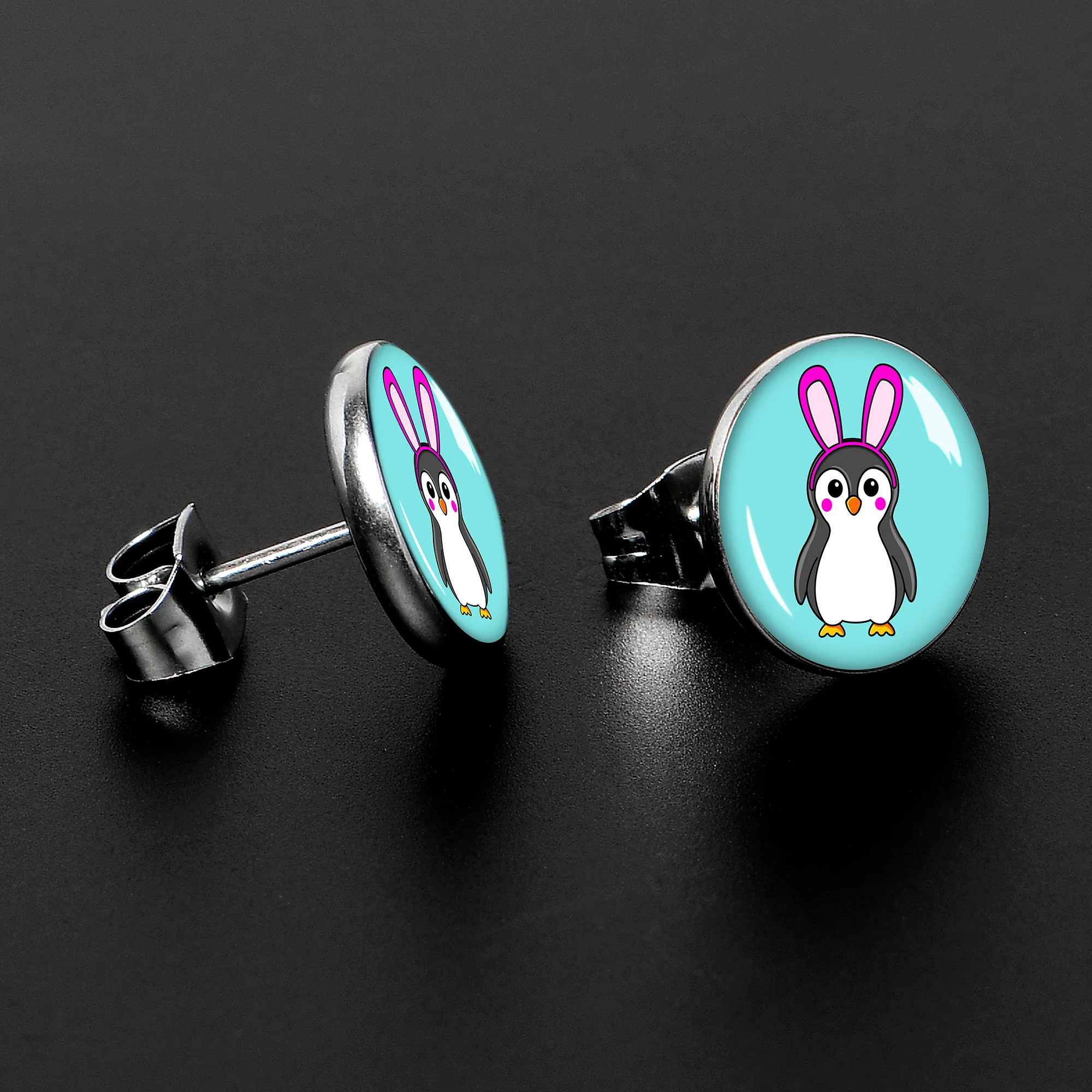 Bunny Penguin Stud Earrings by Onyx O - Image 3