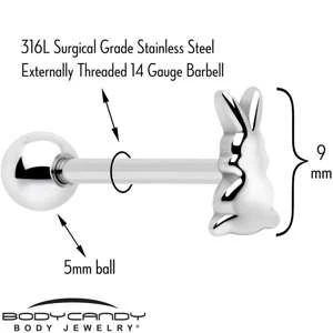 Bunny Rabbit Easter Barbell Tongue Ring - Image 2