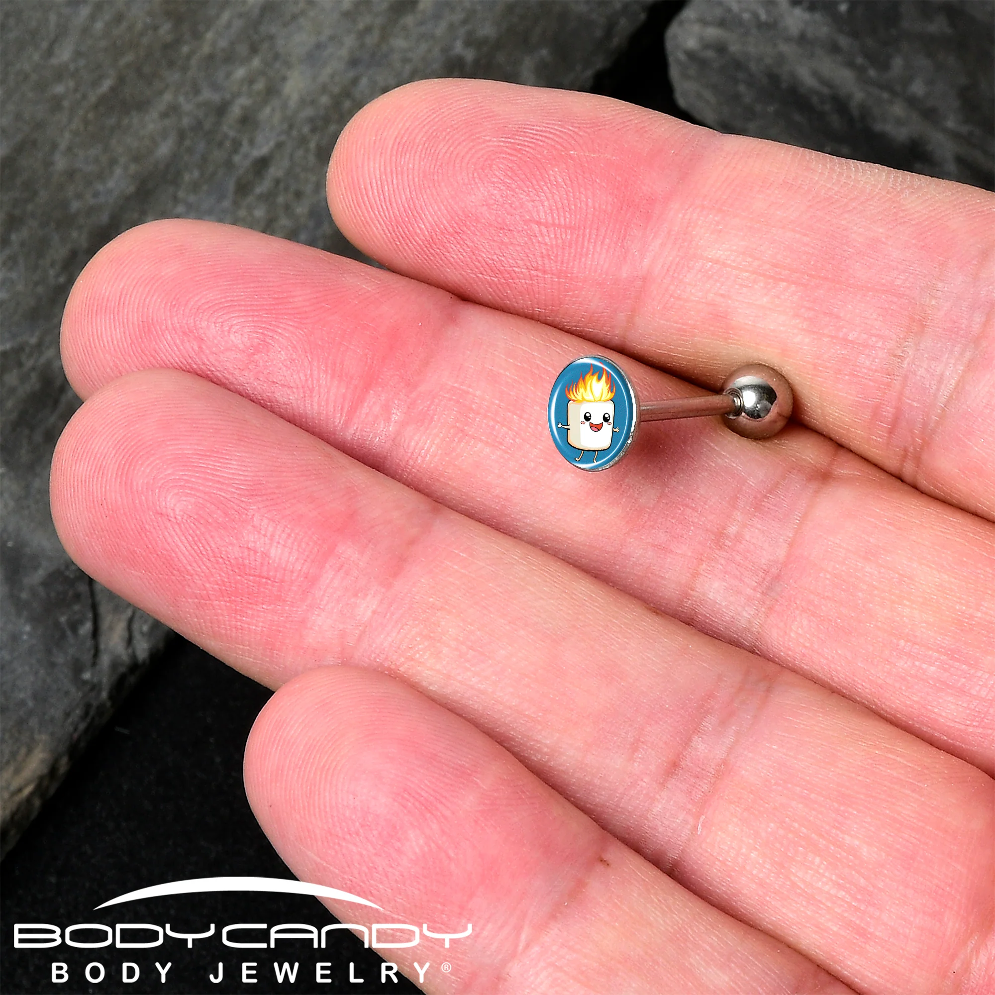 Burning Marshmallow Barbell Tongue Ring by Onyx O - Image 2