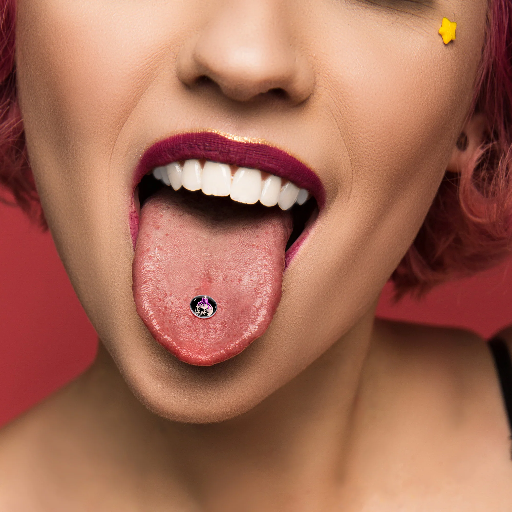 Burning Skull Candle Barbell Tongue Ring by Onyx O - Image 6