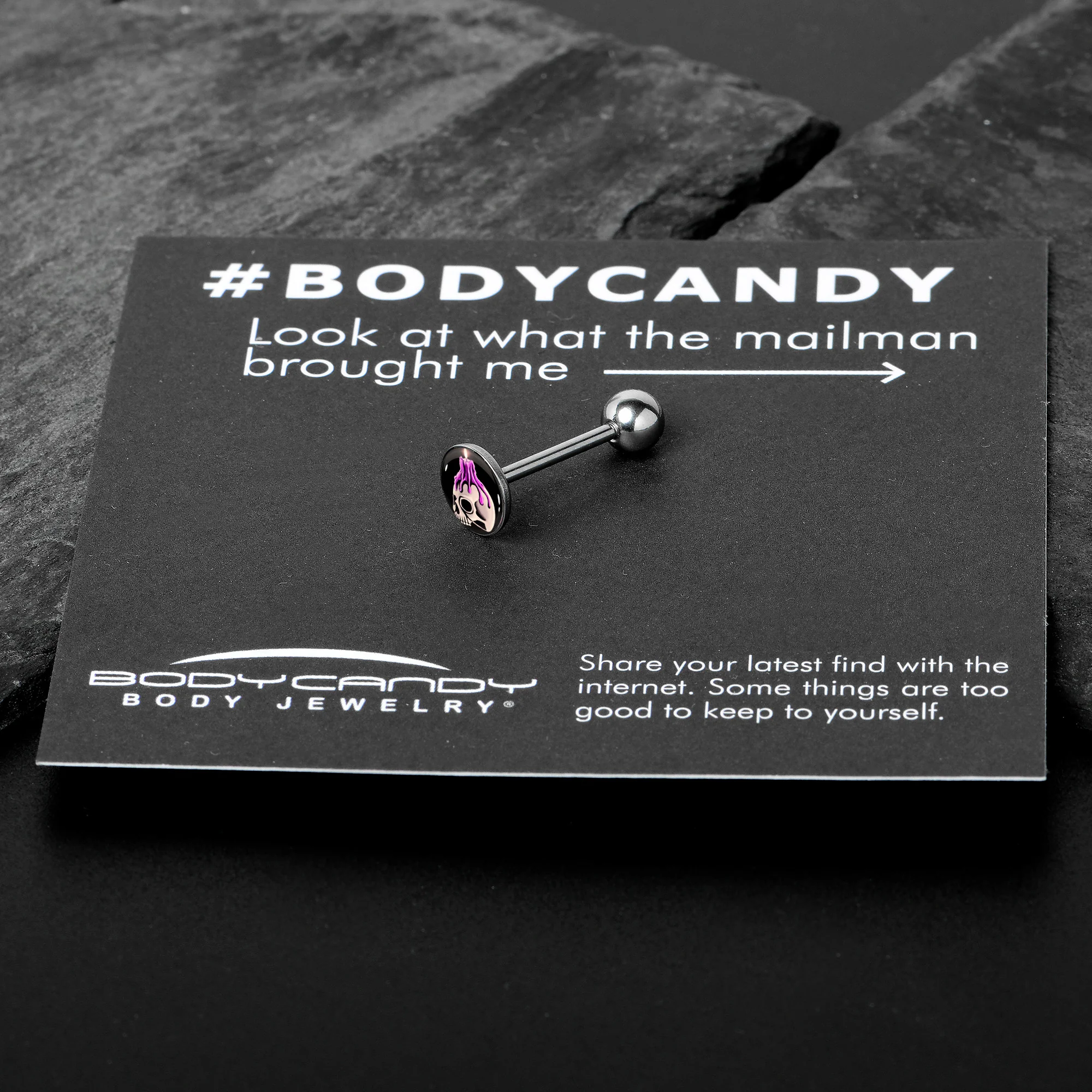 Burning Skull Candle Barbell Tongue Ring by Onyx O - Image 7