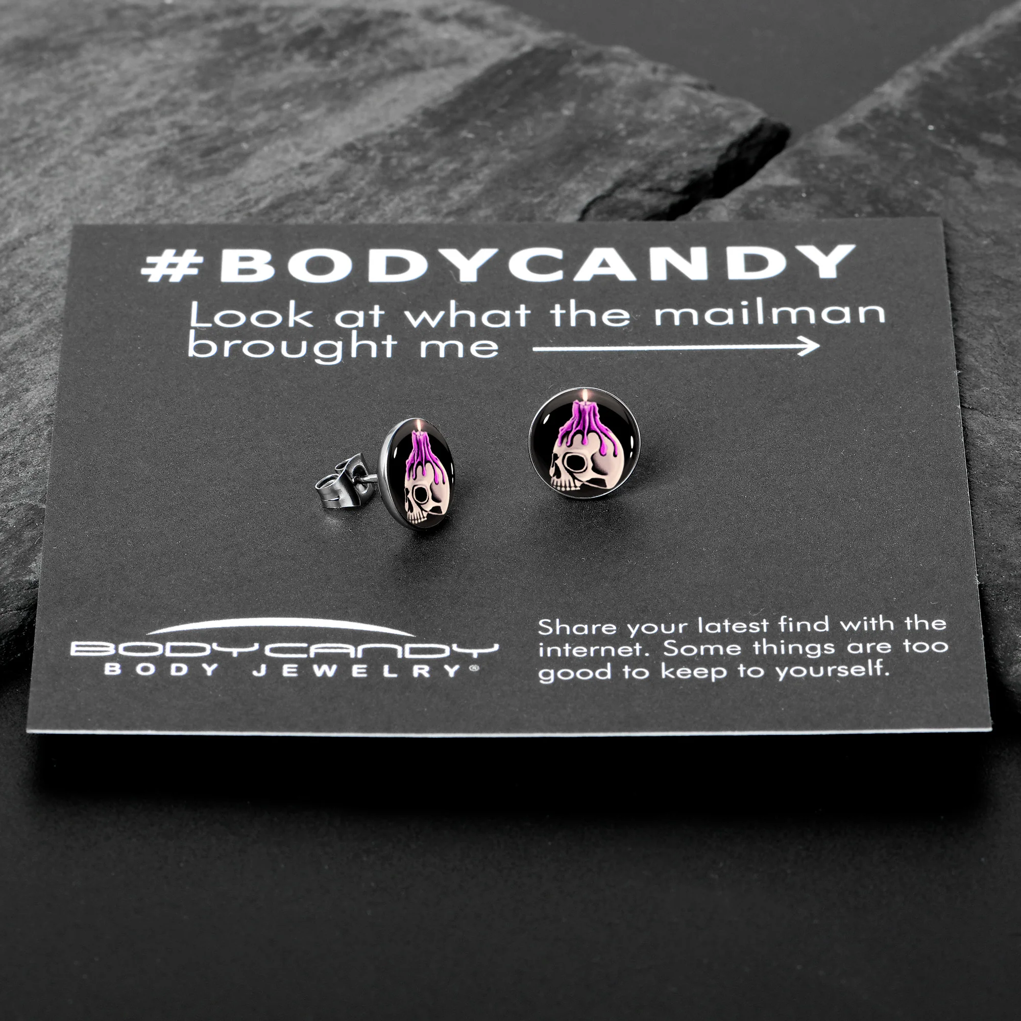Burning Skull Candle Stud Earrings by Onyx O - Image 7