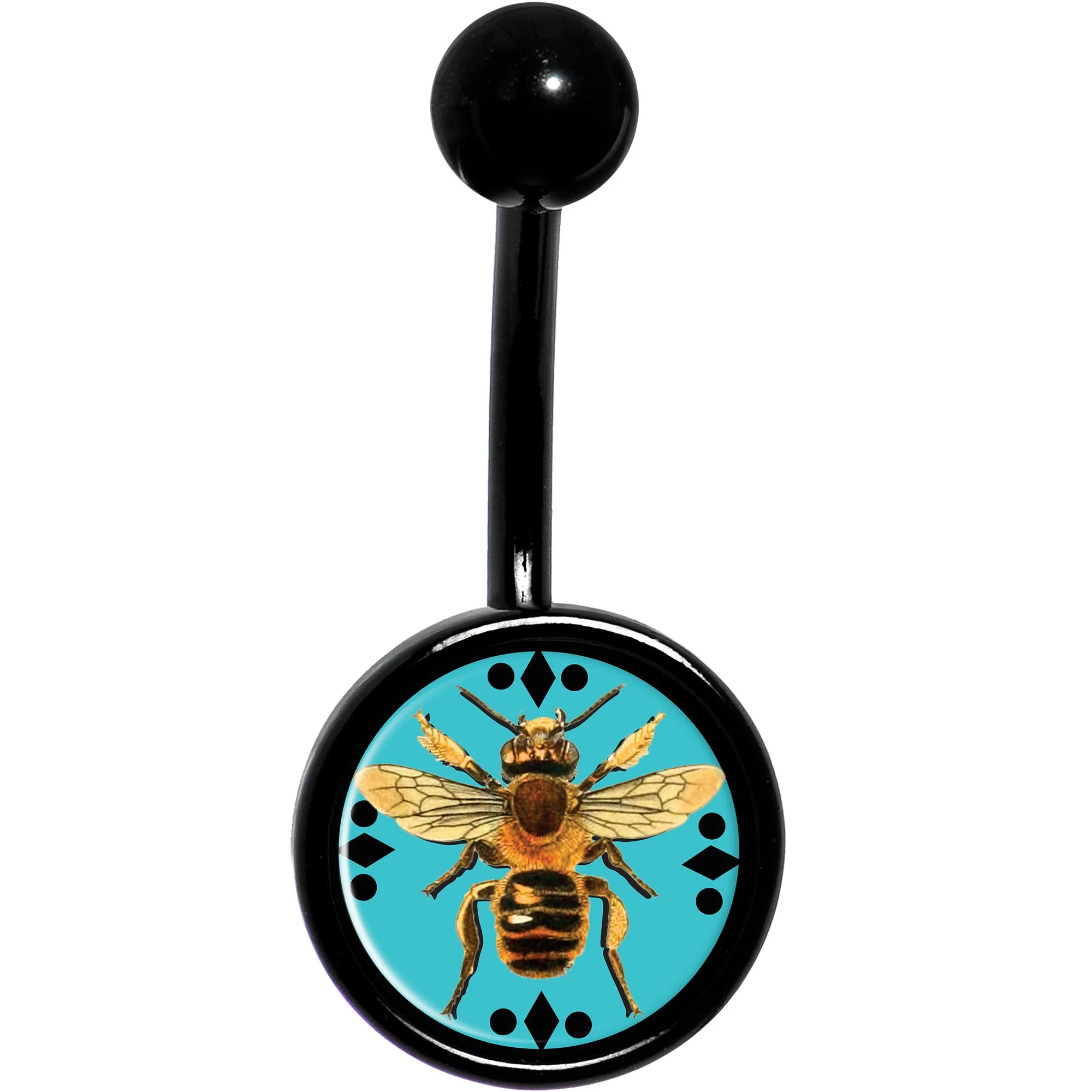 Buzzing Bumble Bee Black Belly Ring - Image 2
