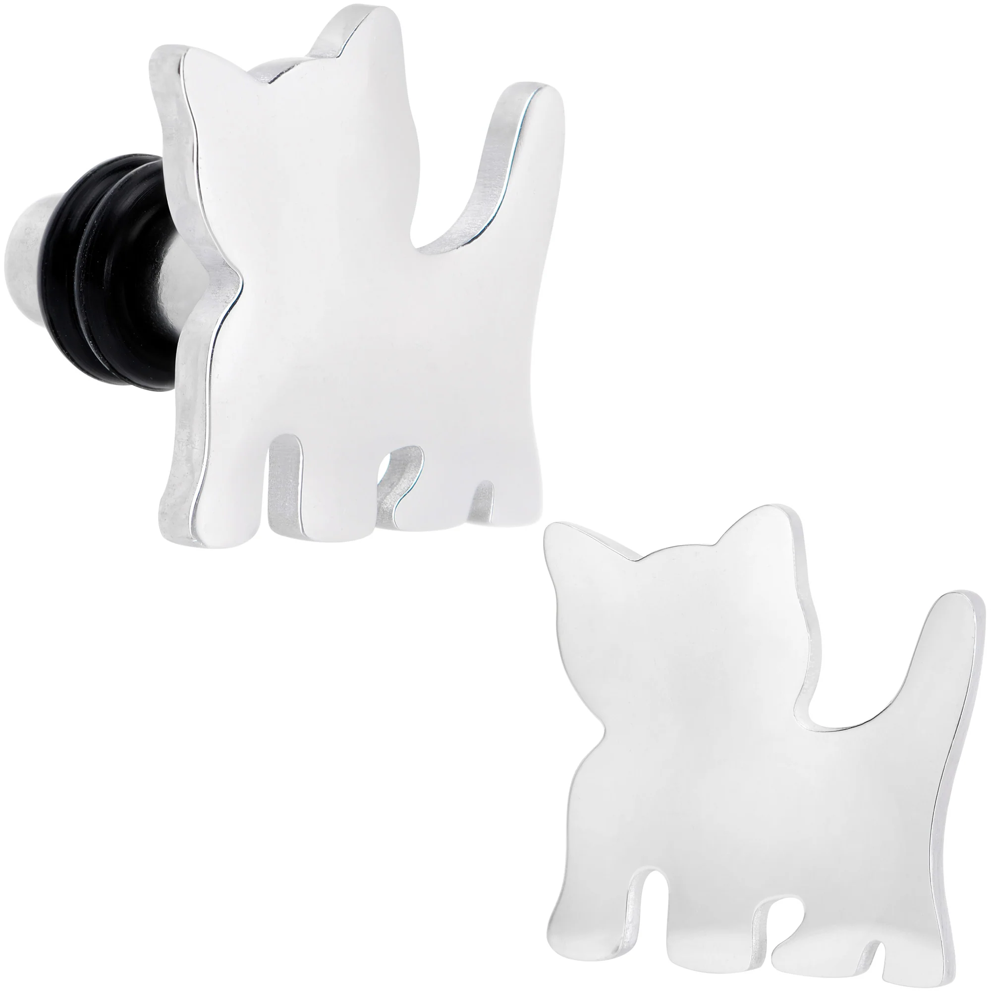 Steel Cat Lover Kitty Cat Single Flare Plug Set 14G to 0G - Image 10