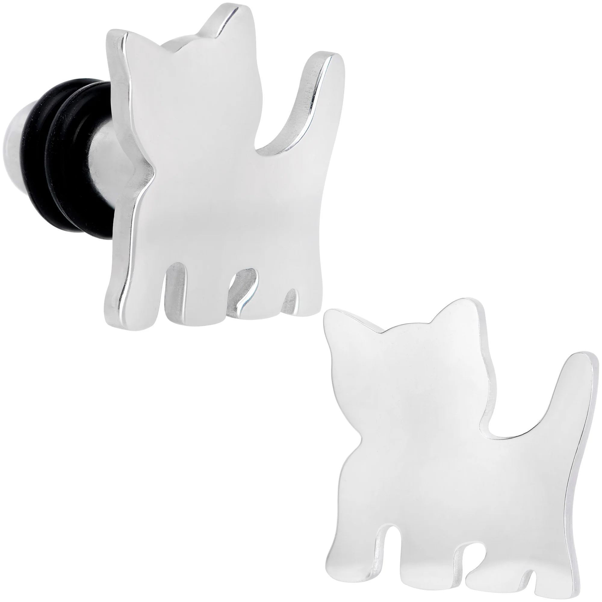 Steel Cat Lover Kitty Cat Single Flare Plug Set 14G to 0G - Image 11