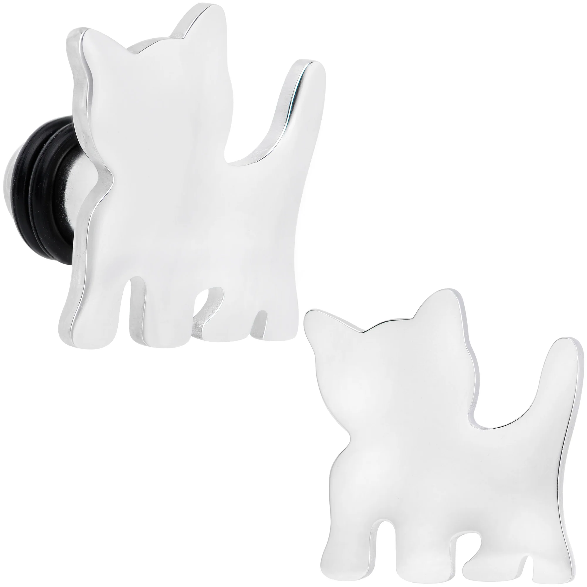 Steel Cat Lover Kitty Cat Single Flare Plug Set 14G to 0G - Image 12
