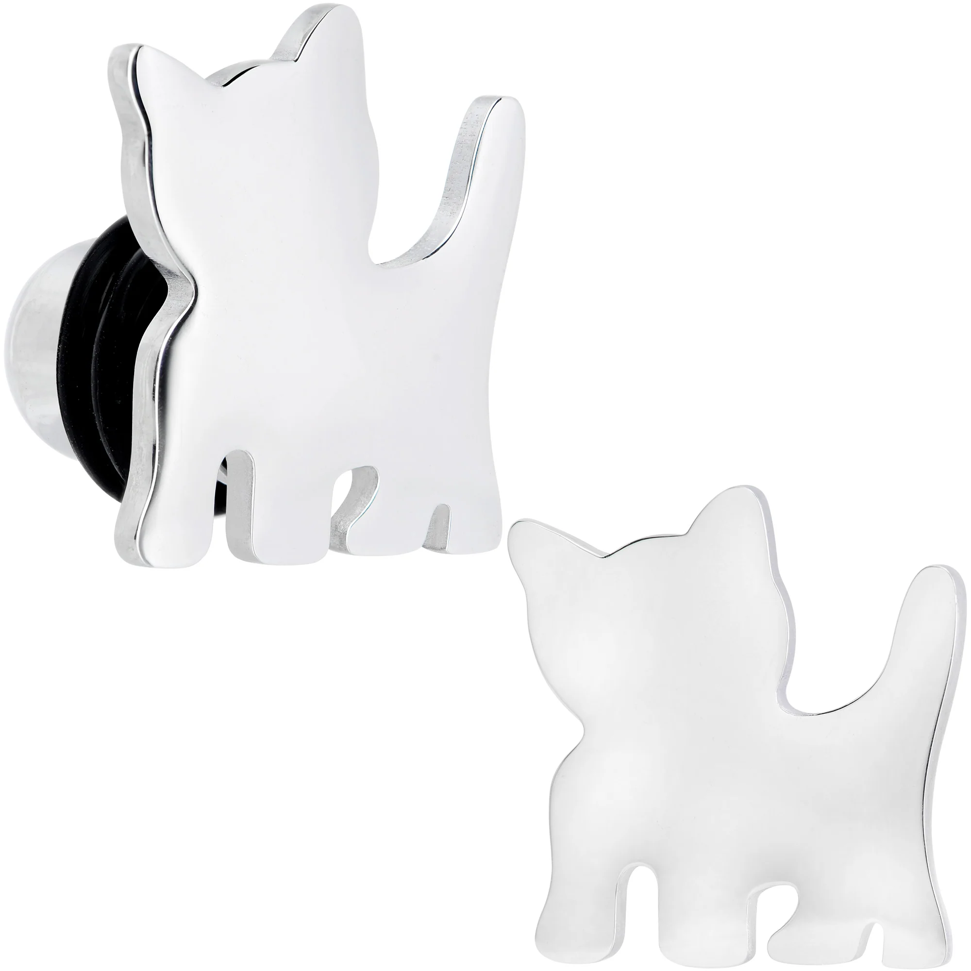 Steel Cat Lover Kitty Cat Single Flare Plug Set 14G to 0G - Image 13