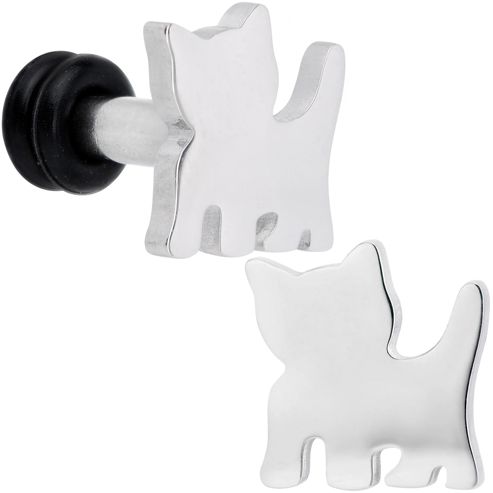 Steel Cat Lover Kitty Cat Single Flare Plug Set 14G to 0G - Image 7