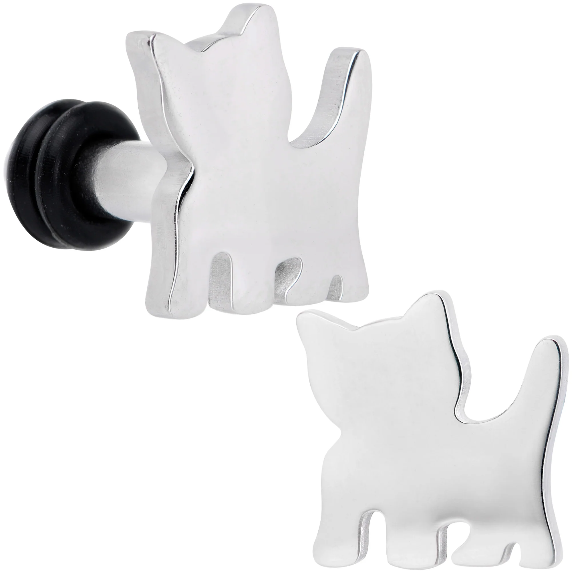 Steel Cat Lover Kitty Cat Single Flare Plug Set 14G to 0G - Image 9