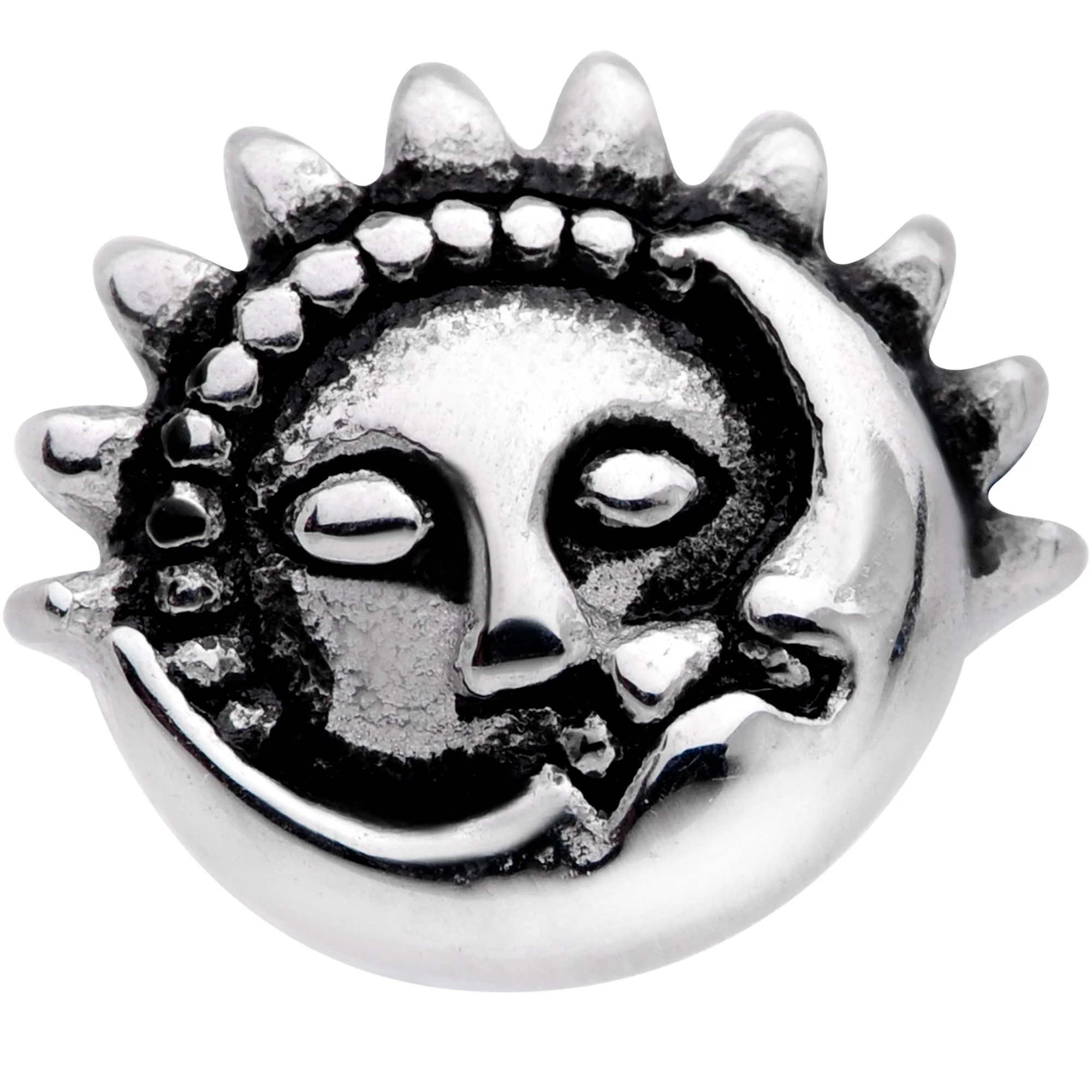 Celestial Romance Sun and Moon Barbell Tongue Ring - Image 2