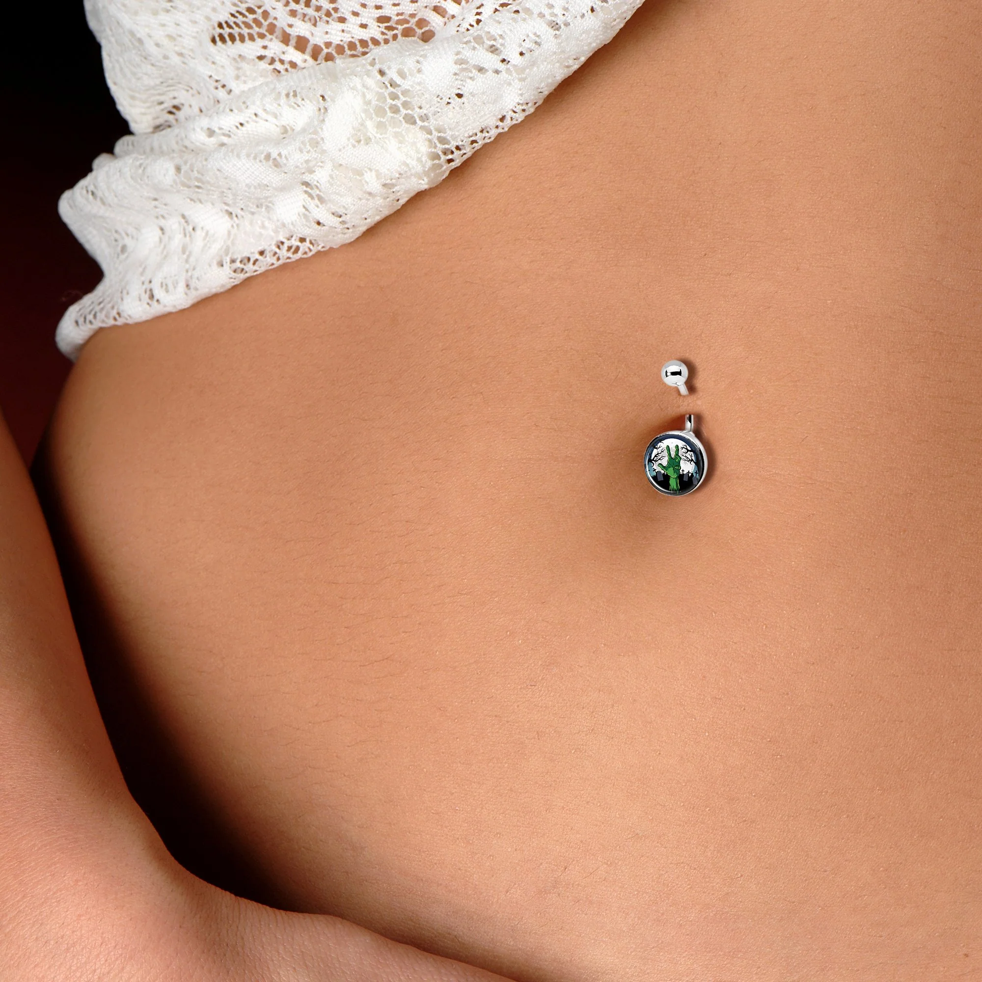 Cemetery Zombie Hand Halloween Belly Ring - Image 5
