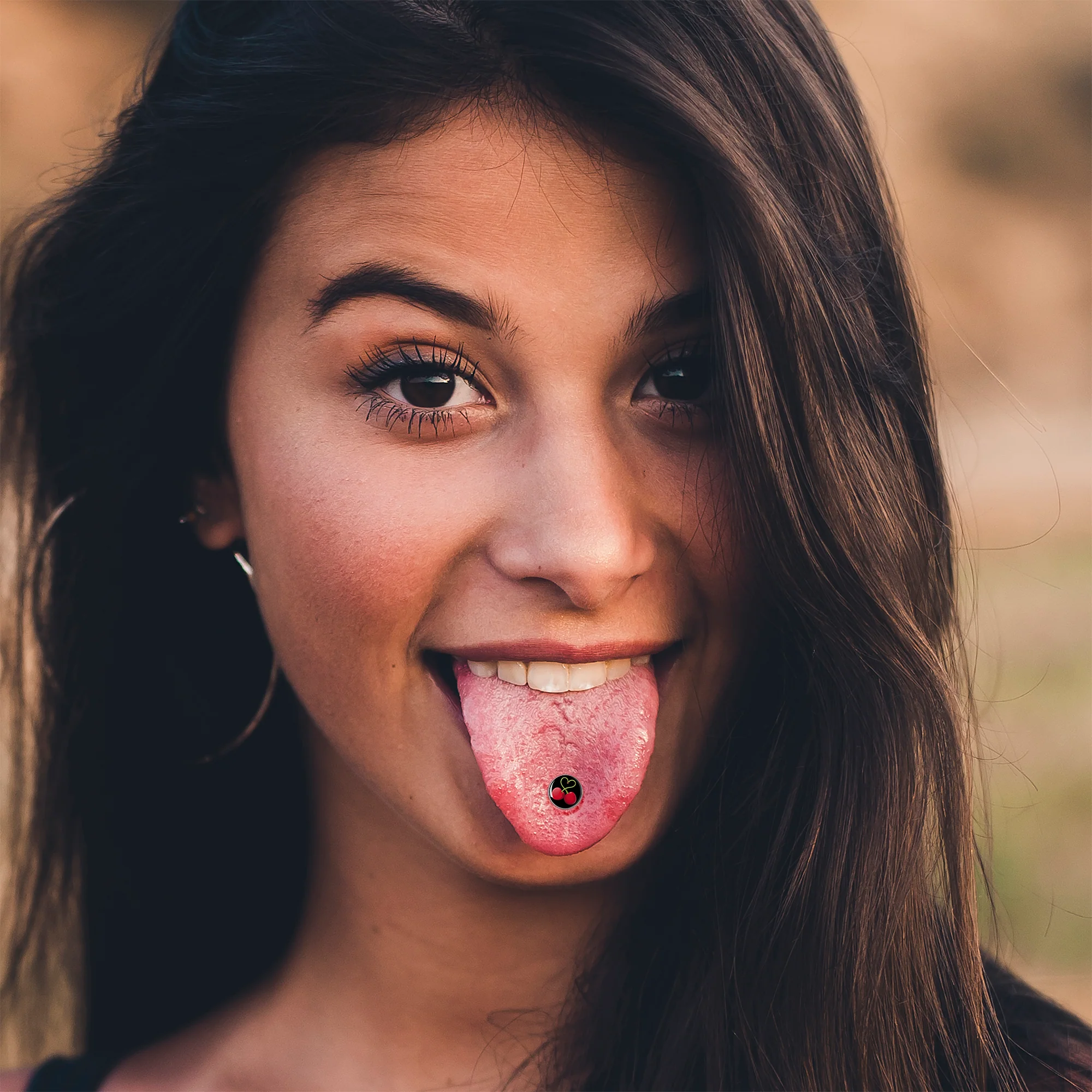 Cherry Heart Barbell Tongue Ring by Onyx O - Image 3