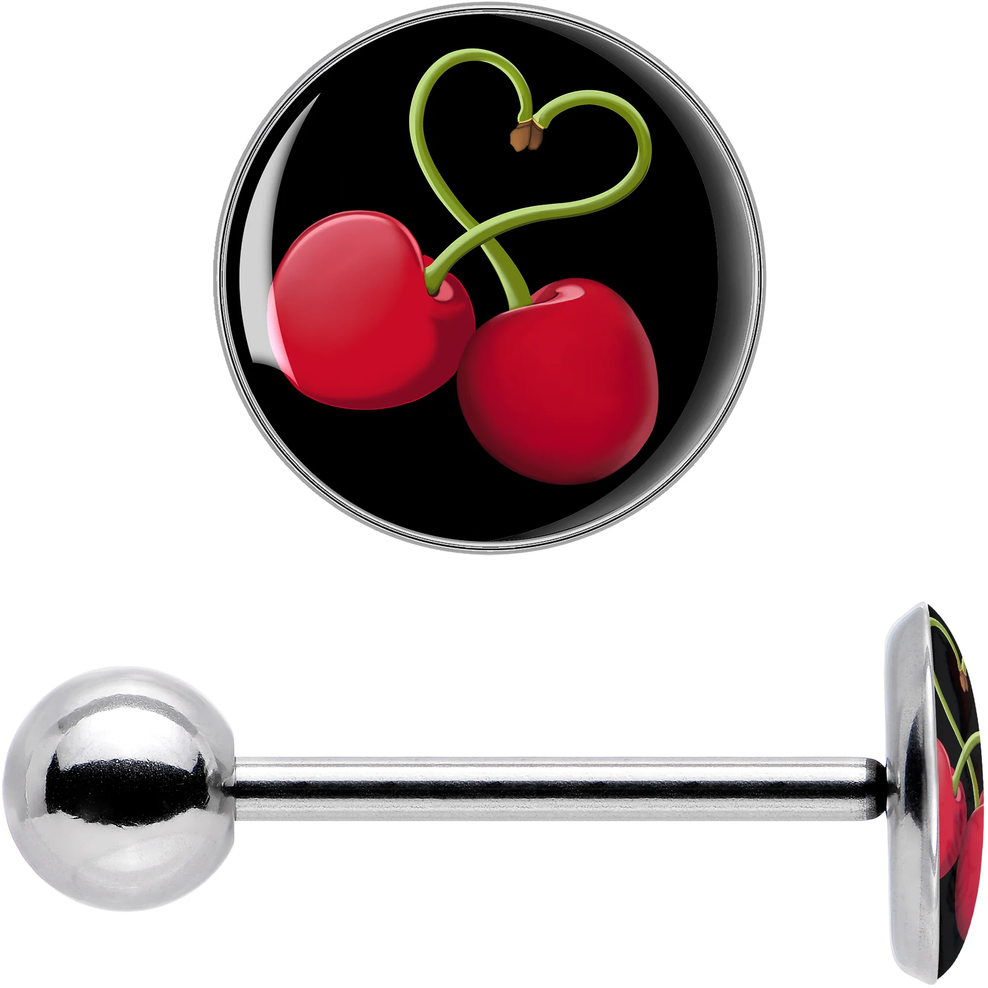 Cherry Heart Barbell Tongue Ring by Onyx O - Image 7